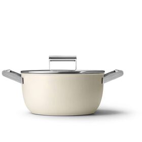 Caçarola Alta Antiaderente Alumínio 24cm Asas e Tampa Creme Caçarola Alta Antiaderente Alumínio 24cm Asas e Tampa Creme