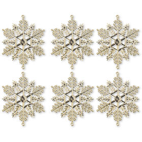 Conjunto 6 Flocos de Neve Dourados