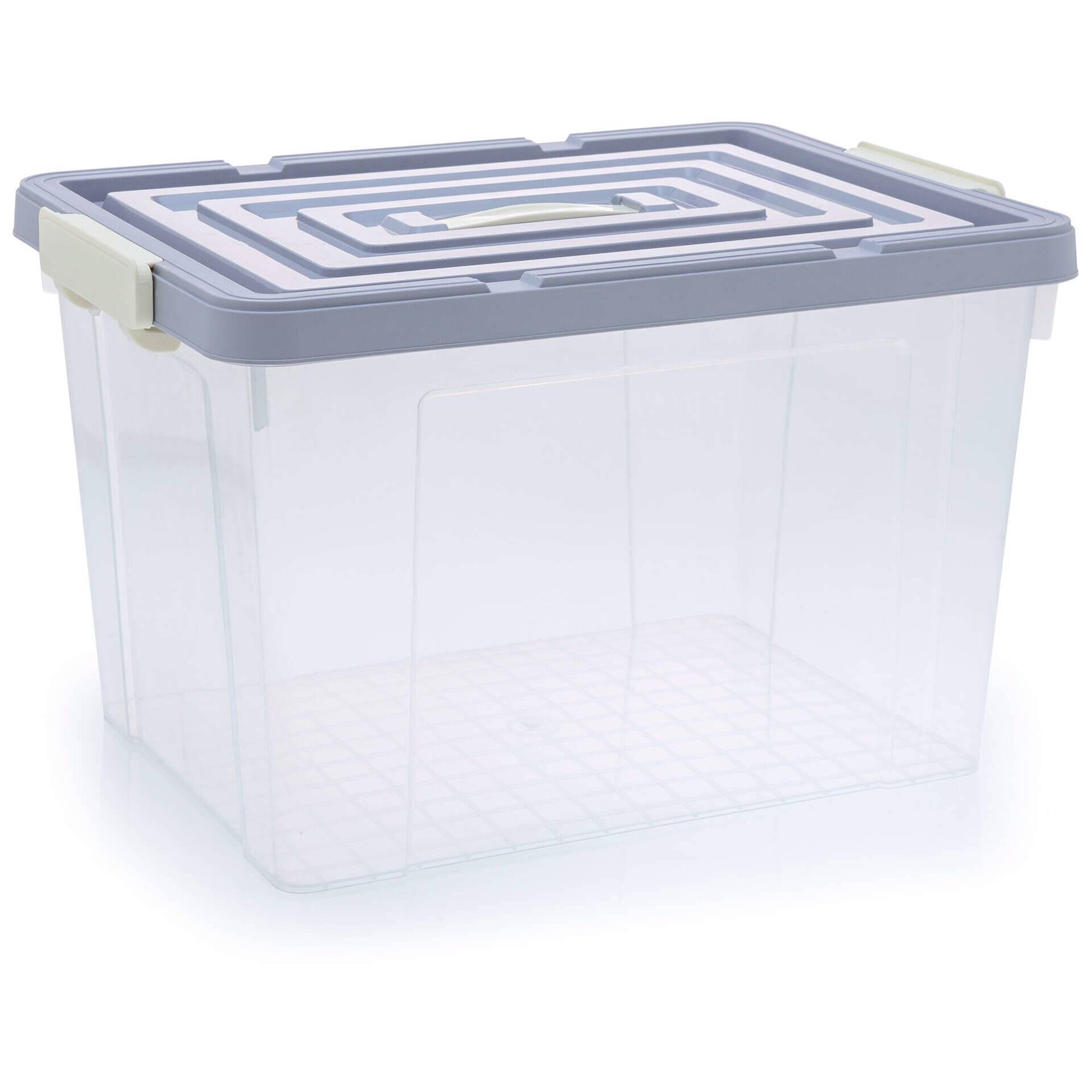 Caixa Arruma&ccedil;&atilde;o 62x43x39cm com Tampa Cinza Kasa