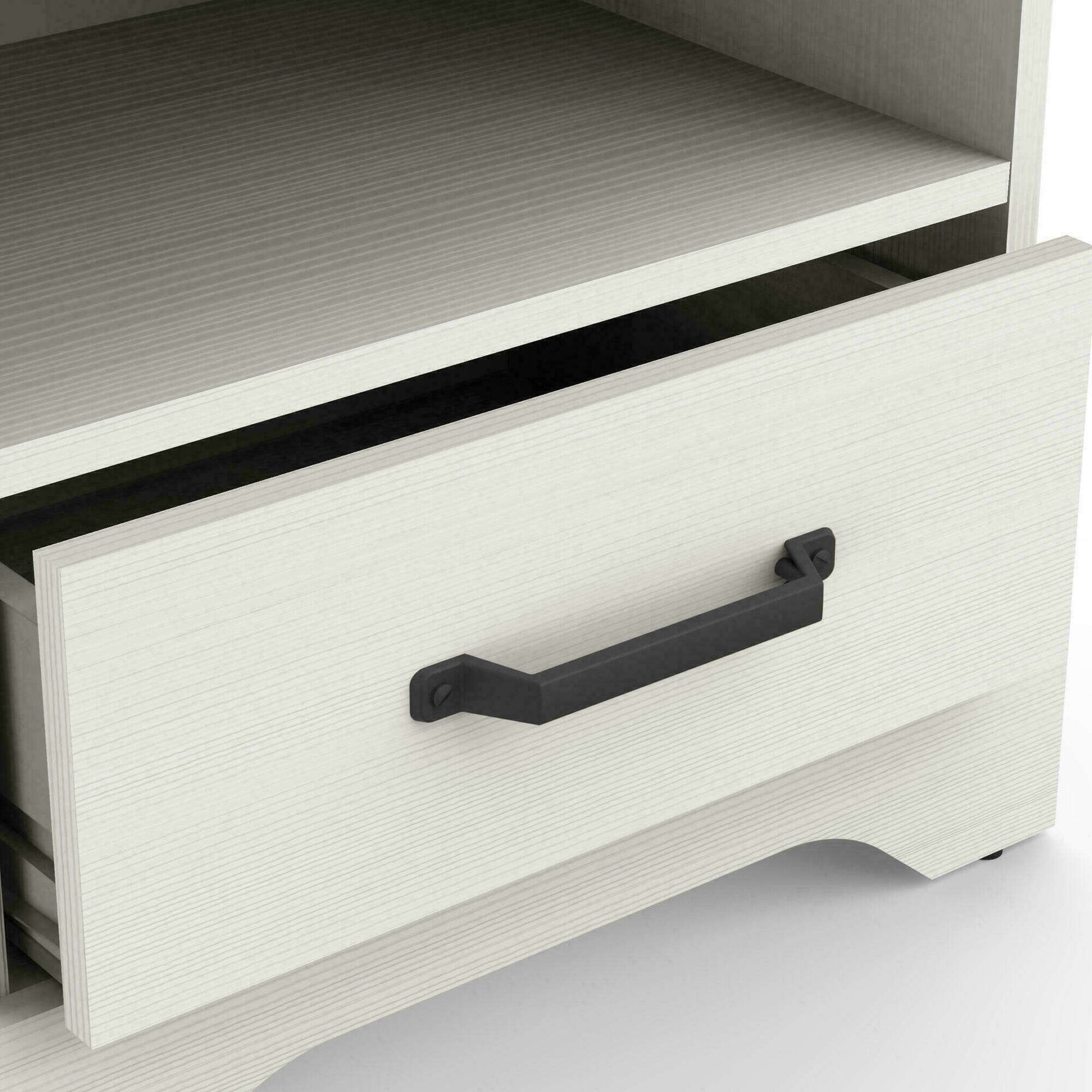 Mesa de Cabeceira 47x35x44cm Branca e Carvalho Cottage