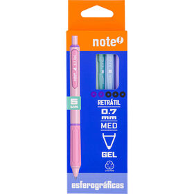 Conjunto 5 Esferogr&aacute;ficas de Gel Retr&aacute;teis Azul e Preto Note!