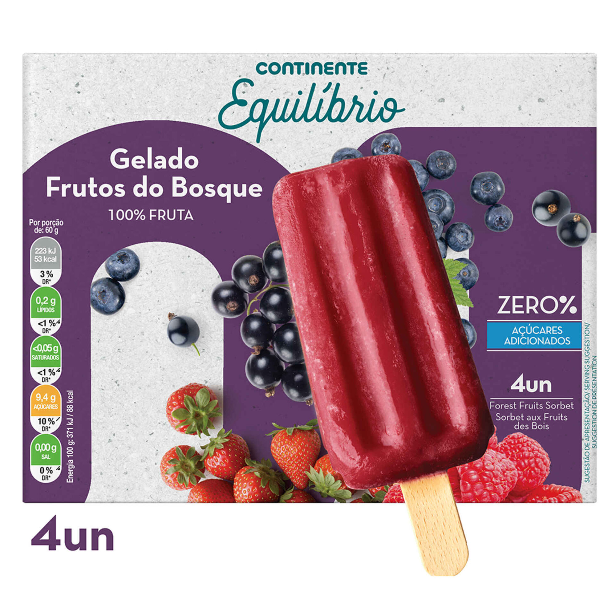 Gelado de Frutos do Bosque sem Açúcar Gelado de Frutos do Bosque sem Açúcar