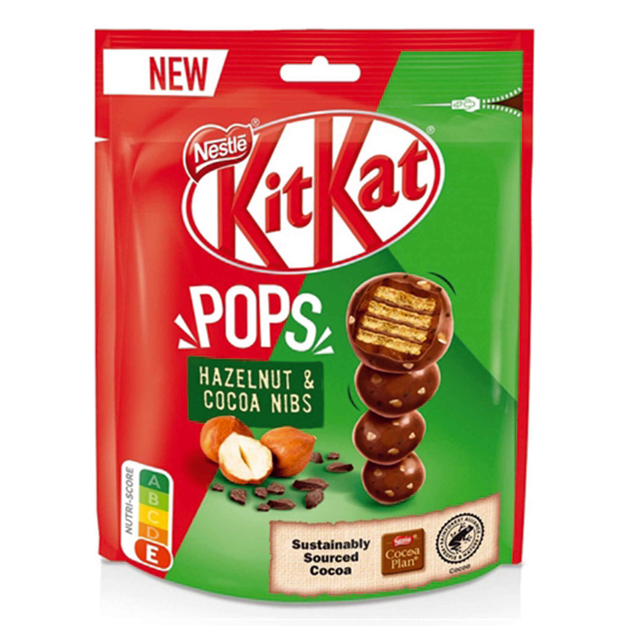 Snack de Chocolate KitKat® Pops Avelãs com Pedaços de Favas de Cacau Snack de Chocolate KitKat® Pops Avelãs com Pedaços de Favas de Cacau