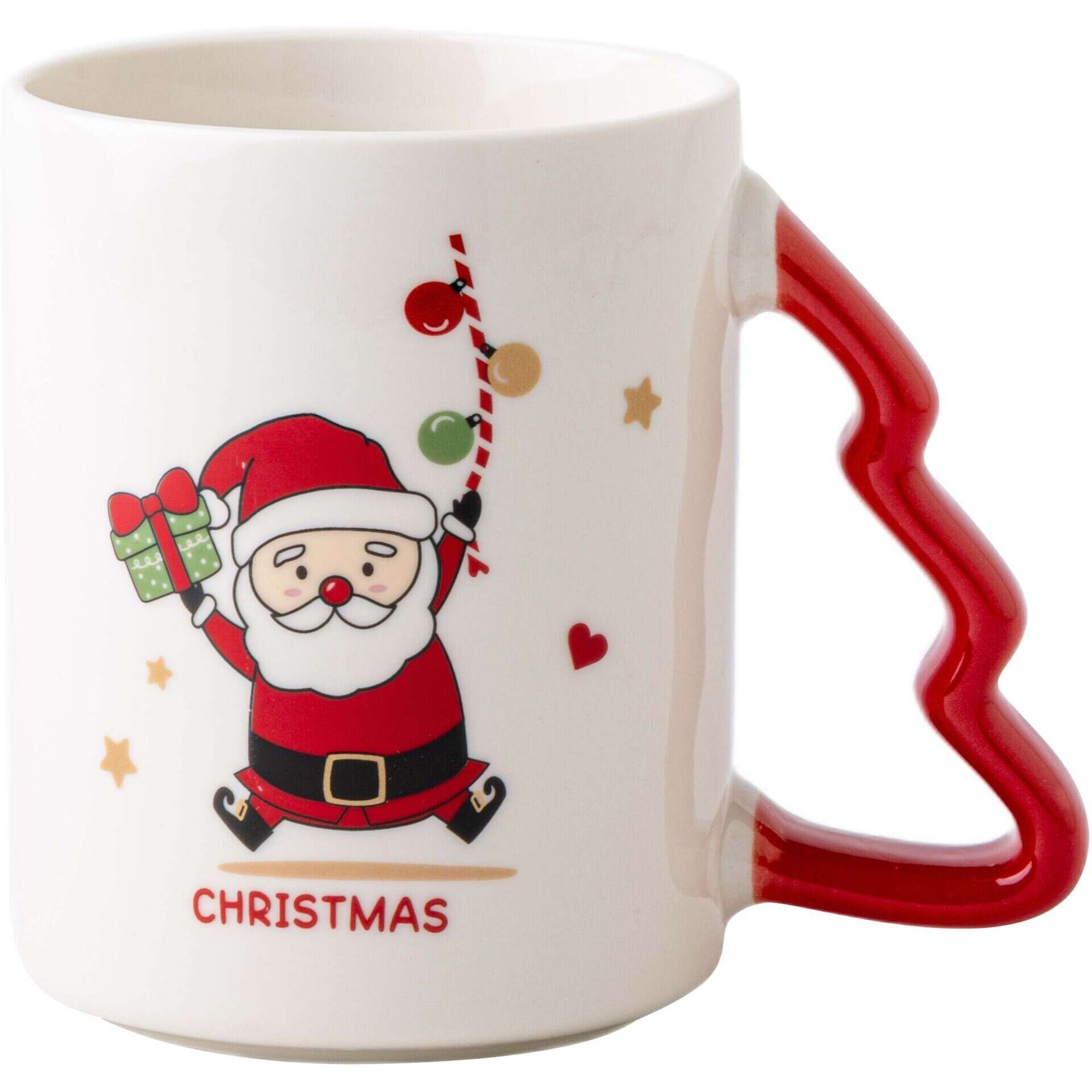Caneca Pai Natal Presente Mão Asa em Árvore