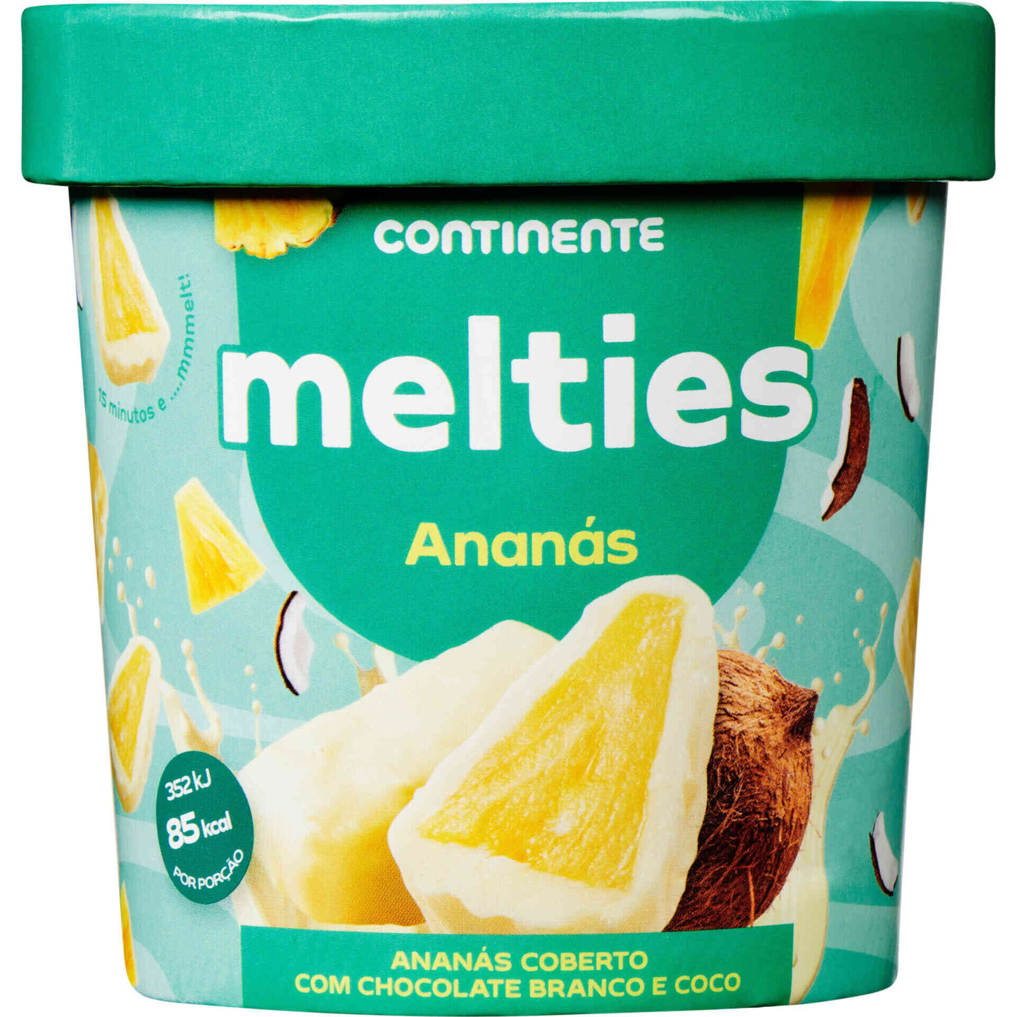 Melties de Anan&aacute;s Coberto de Chocolate Branco e Coco Continente
