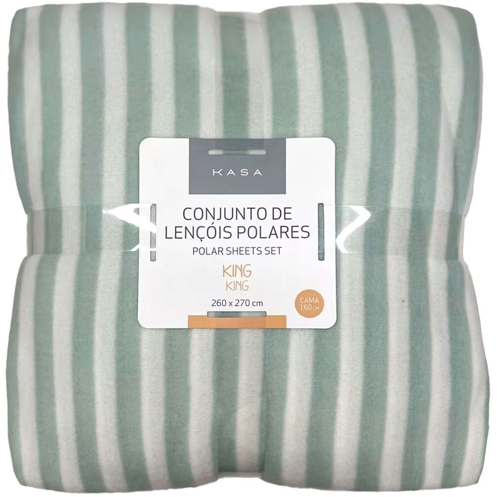 Conjunto de Len&ccedil;&oacute;is Polares 270x260cm Verde Riscas Kasa