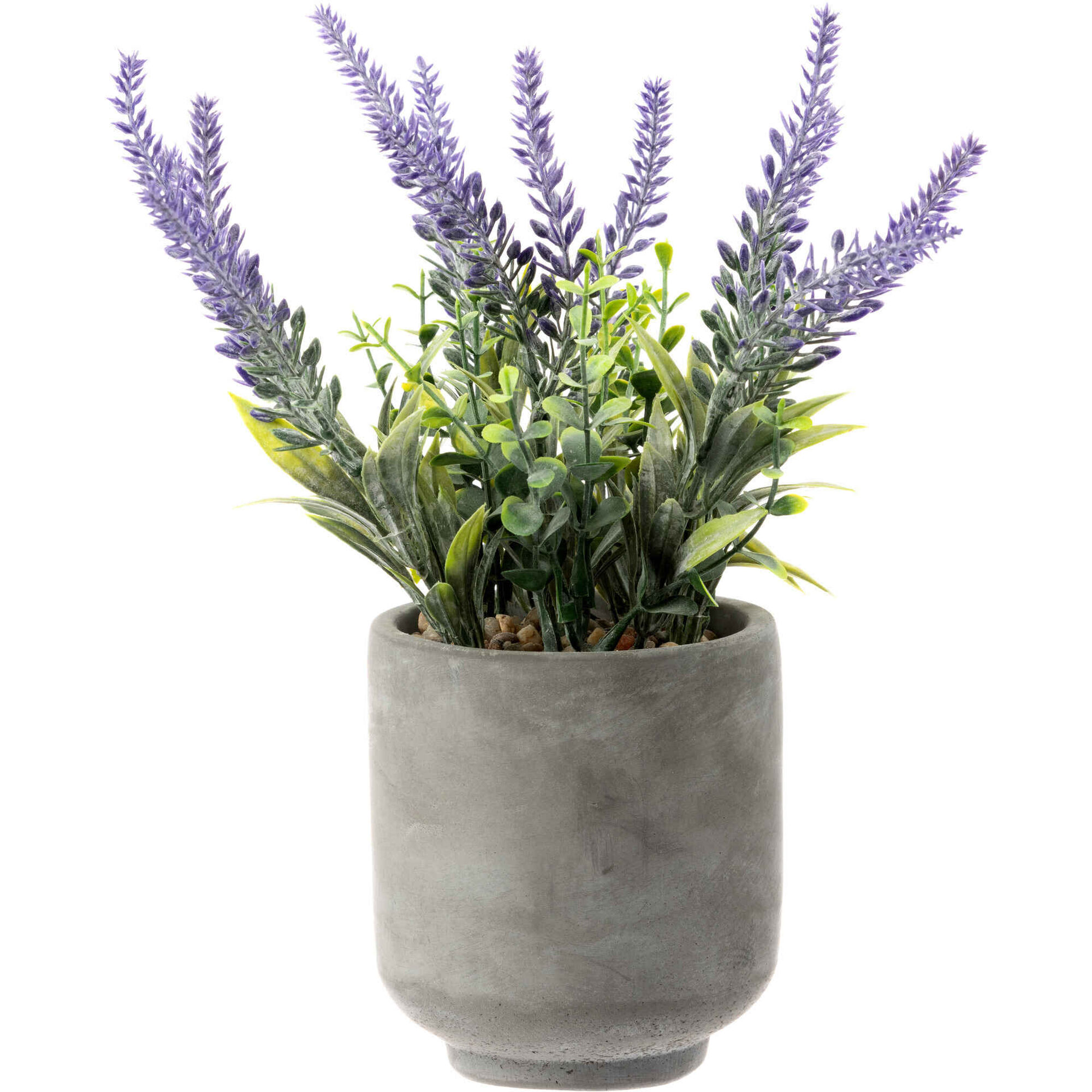 Vaso Cimento com Planta Artificial Lavanda