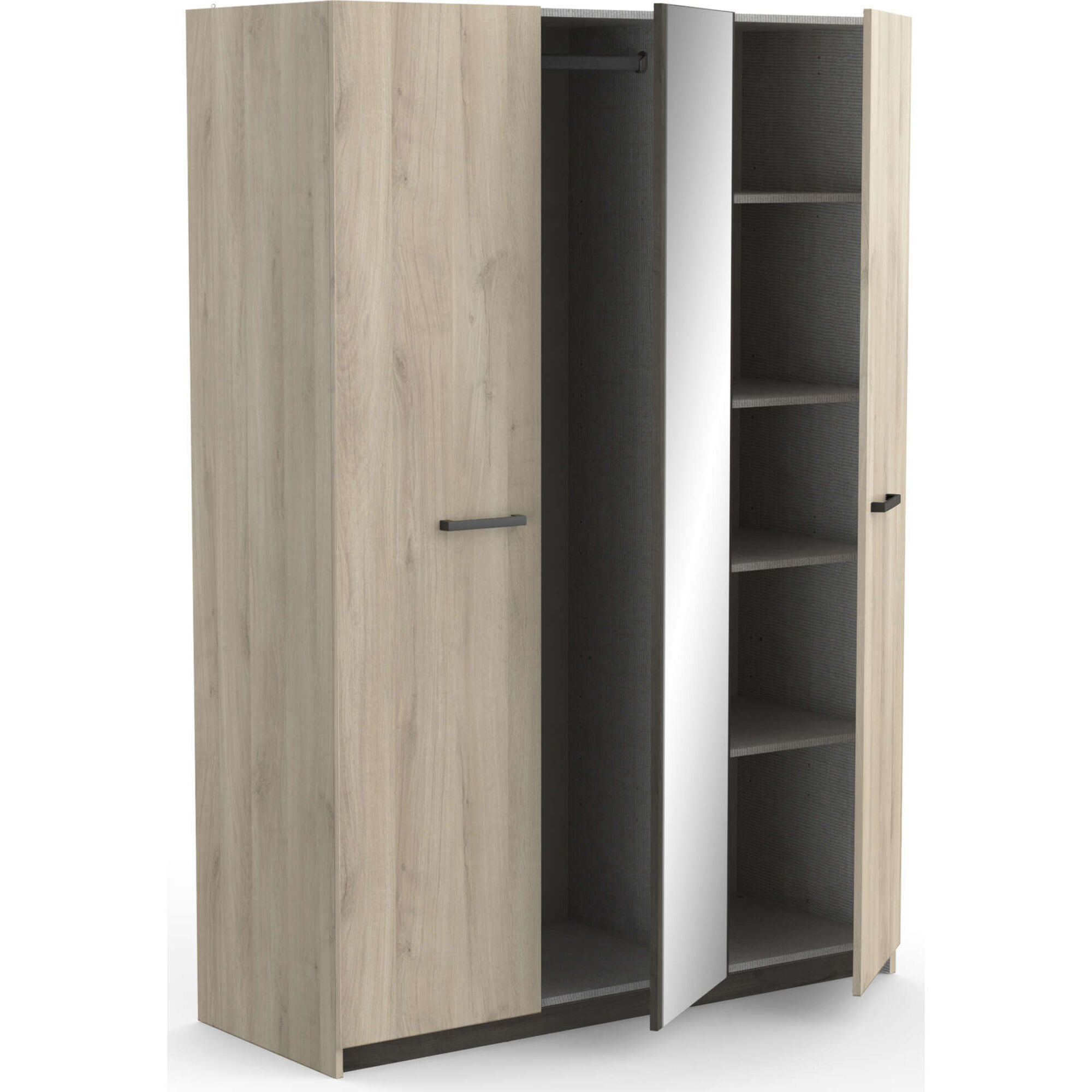 Roupeiro 3 Portas 134x51x192cm Carvalho Watson