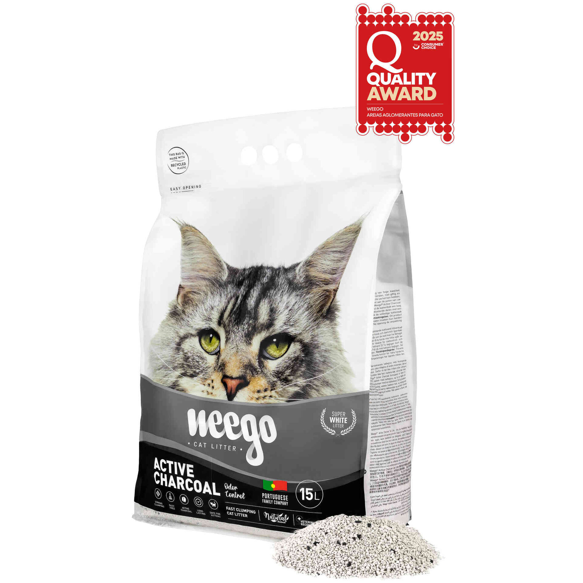 Areia Aglomerante Bentonite Natural Active Charcoal Weego