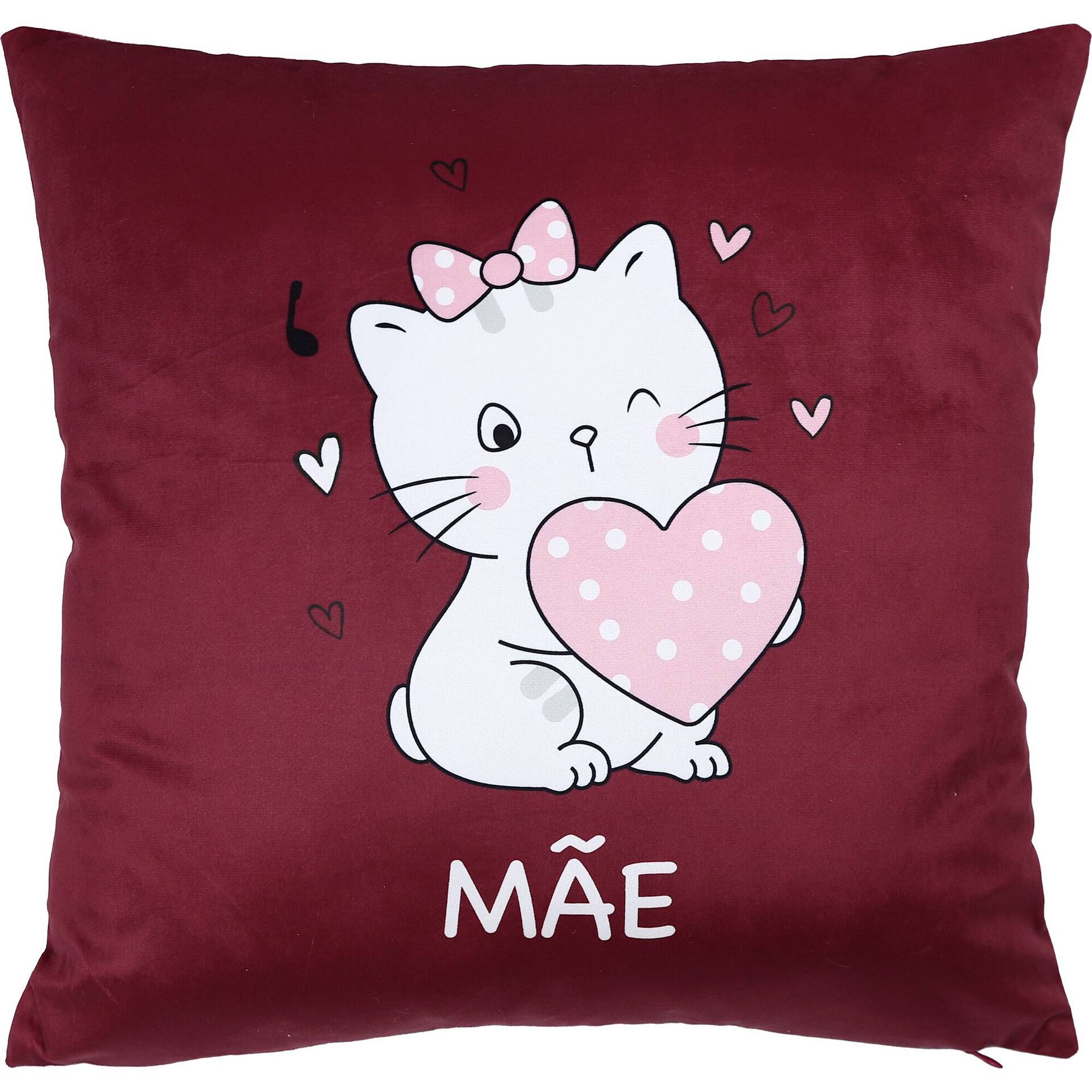 Almofada Gato M&atilde;e 45x45x10cm Vermelha Kasa