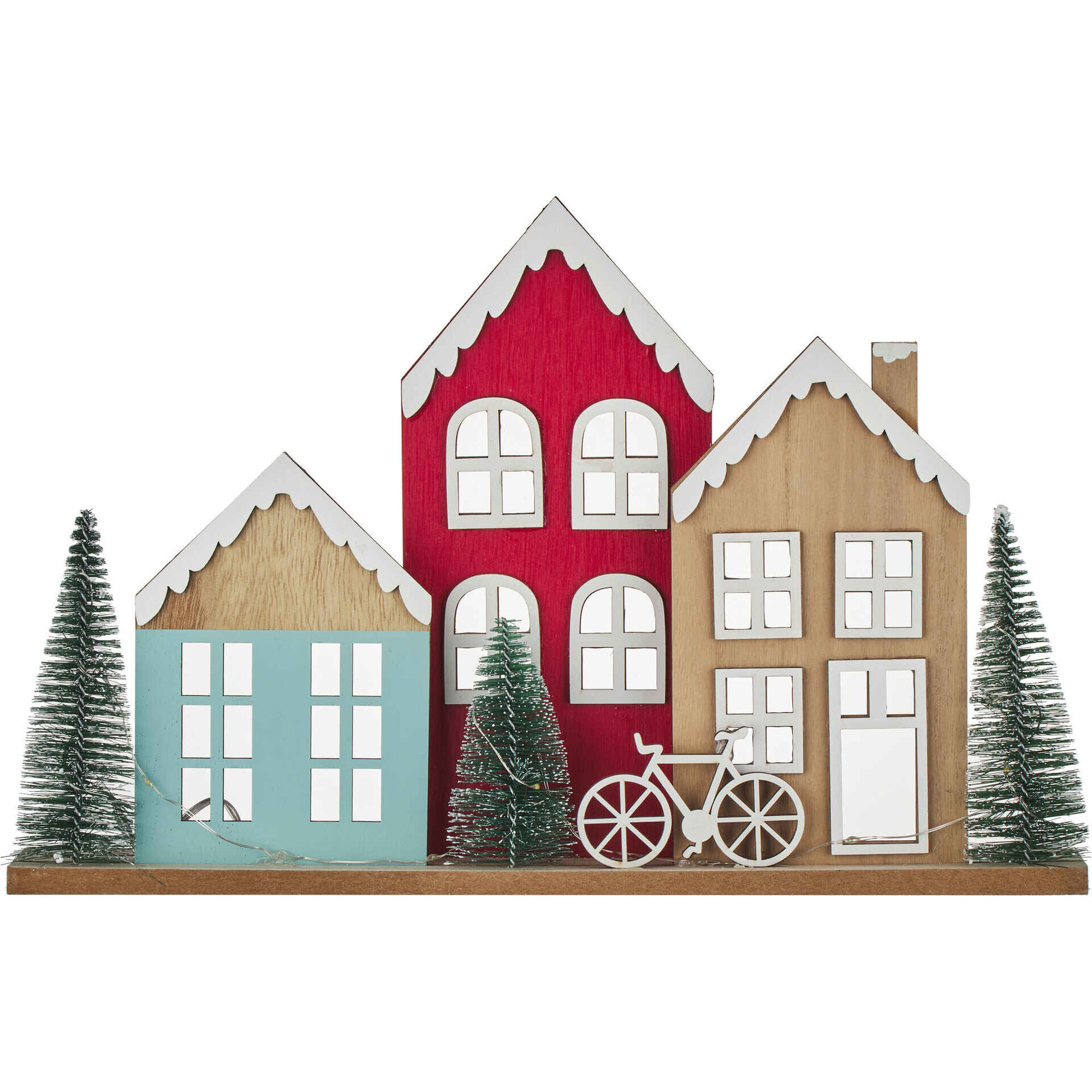 Casinhas Decorativas Madeira com Luz Coloridas