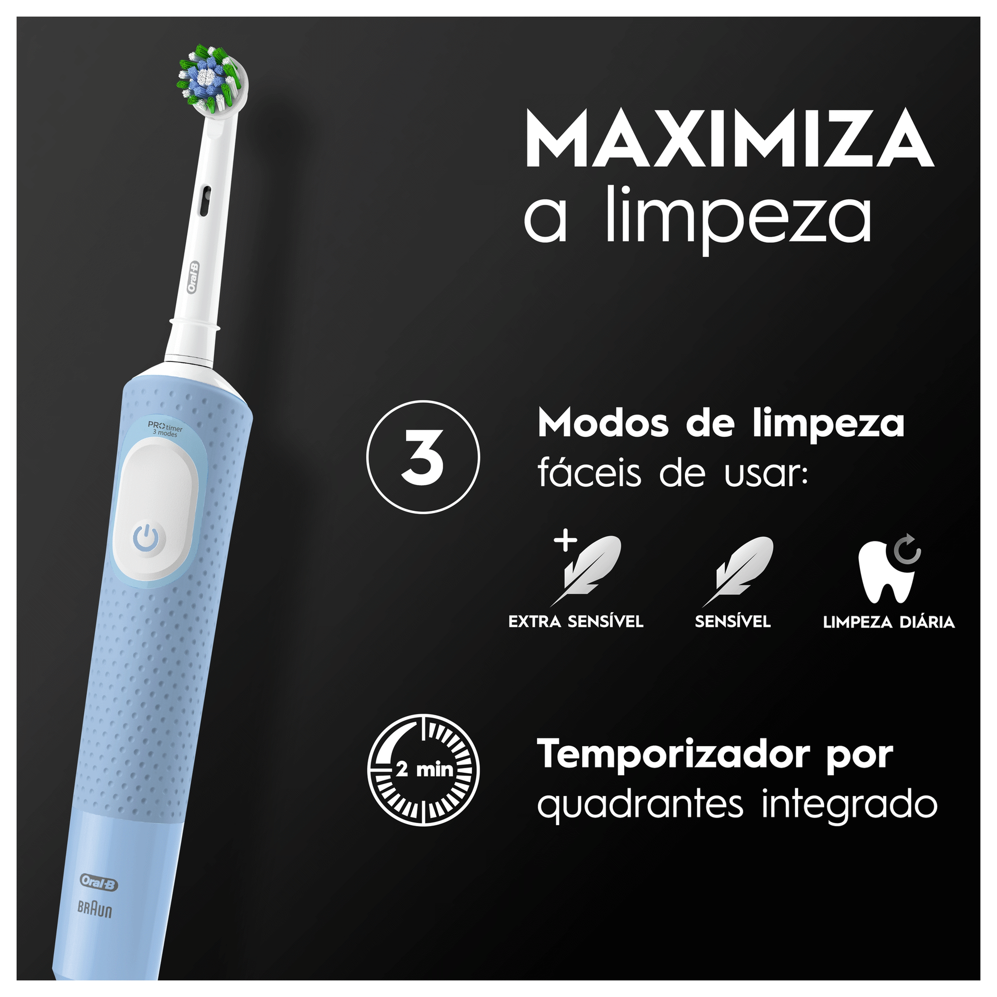 Escova de Dentes Elétrica Vitality Pro Azul