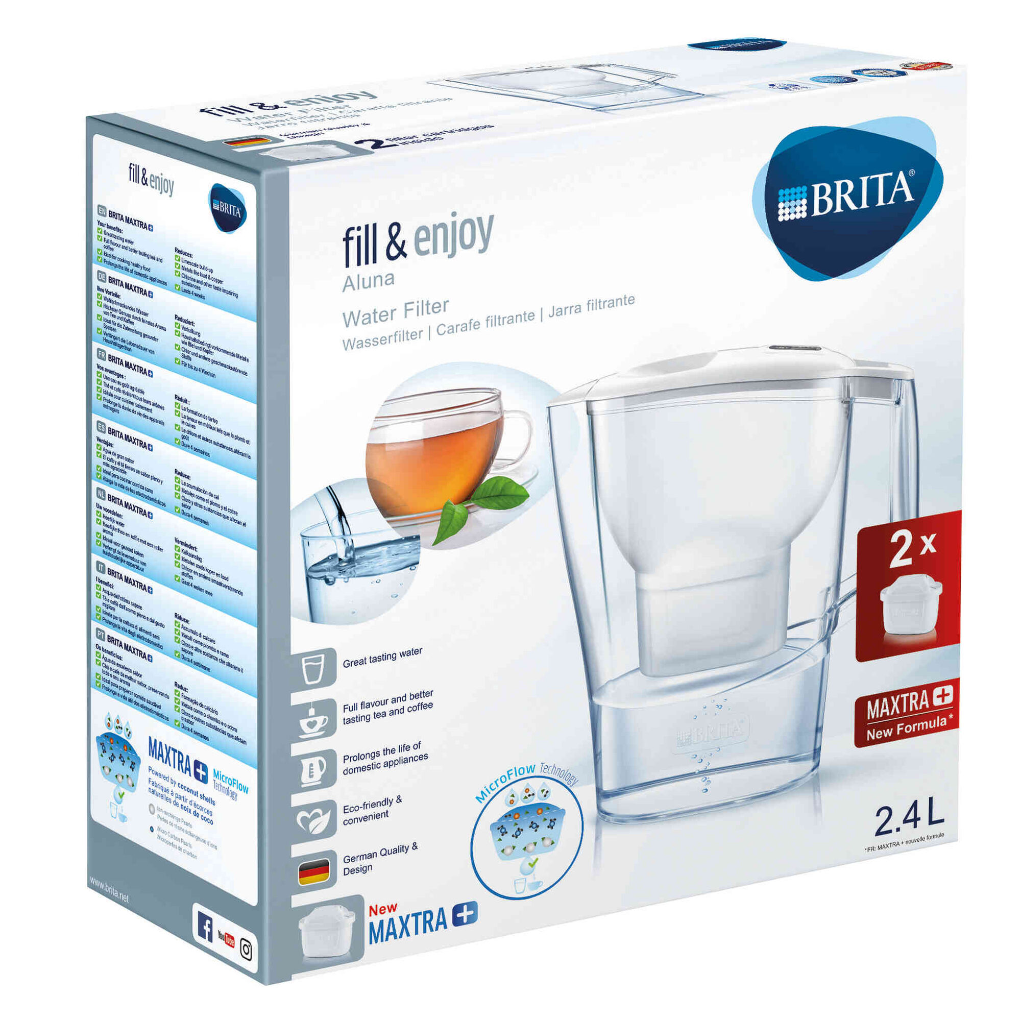 Conjunto Jarro de Filtrar Aluna 2,4L Branco e 2 Filtros Maxtra+ Conjunto Jarro de Filtrar Aluna 2,4L Branco e 2 Filtros Maxtra+