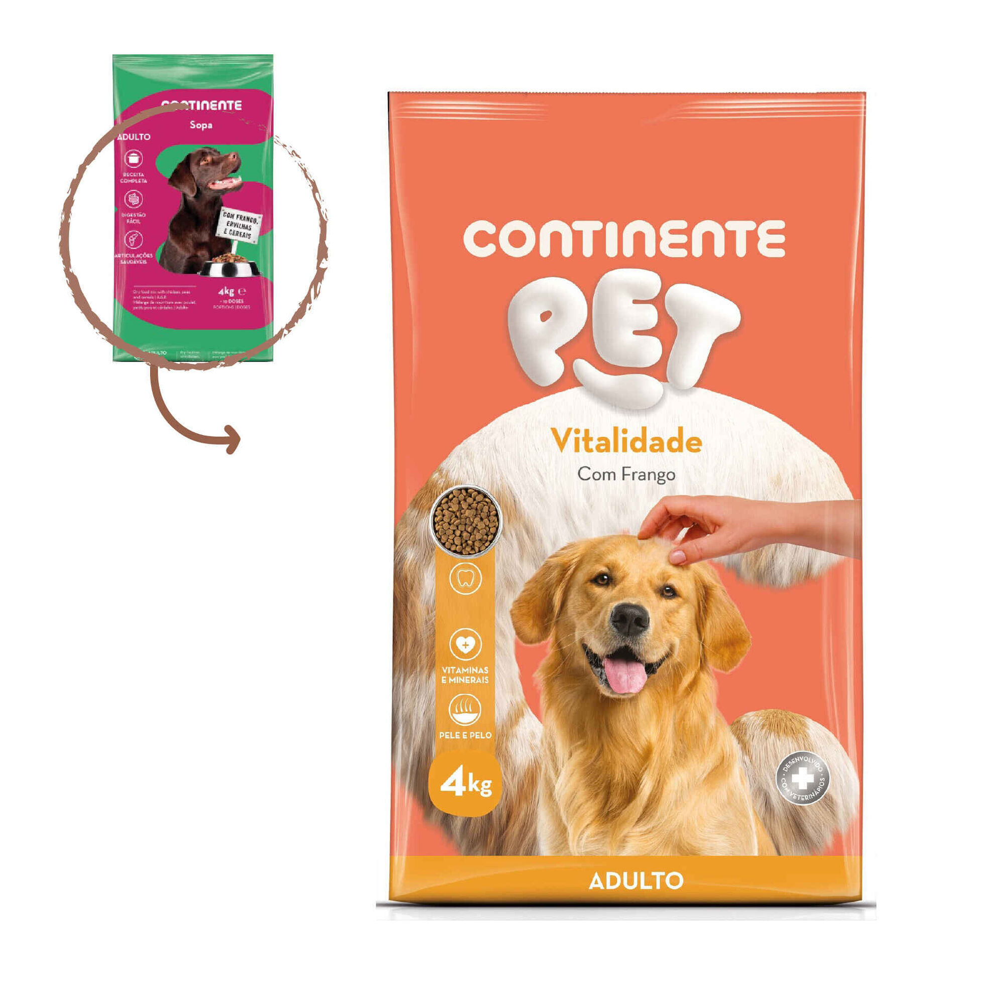 Ra&ccedil;&atilde;o para C&atilde;o Adulto Vitalidade Sopa Frango Continente Pet