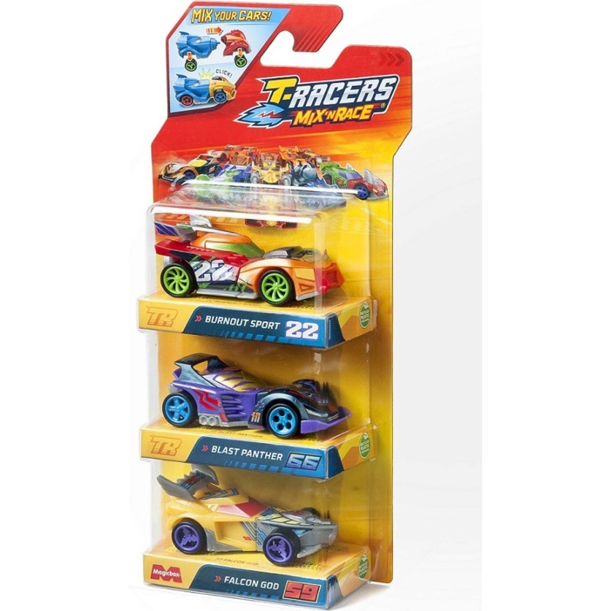 Pack 3 T-Racers Mix'n'Race (vários modelos) Pack 3 T-Racers Mix'n'Race (vários modelos)