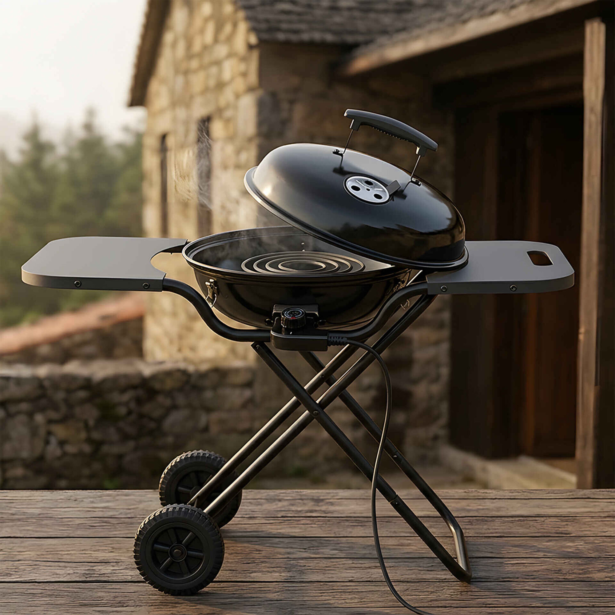 Barbecue El&eacute;trico 1000W 76x38,5x78cm Preto Comporta BBQ Collection