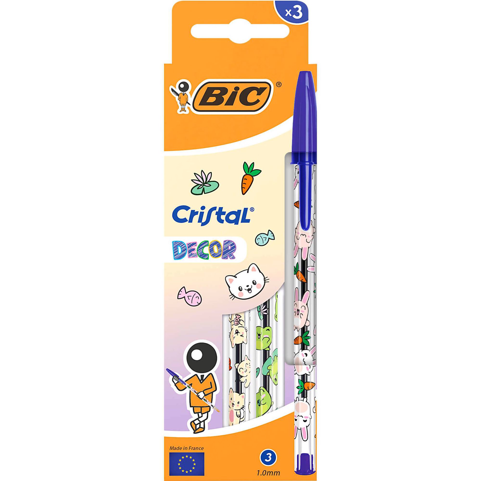 Esferogr&aacute;fica Cristal Decor Kawaii de Tinta Azul Bic