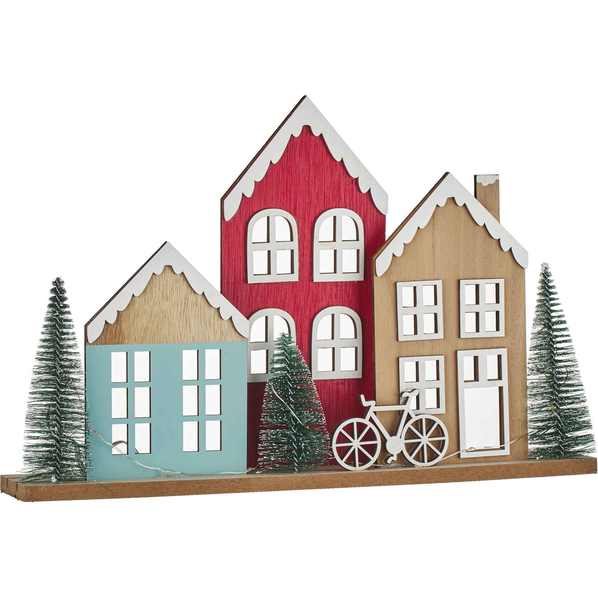 Casinhas Decorativas Madeira com Luz Coloridas