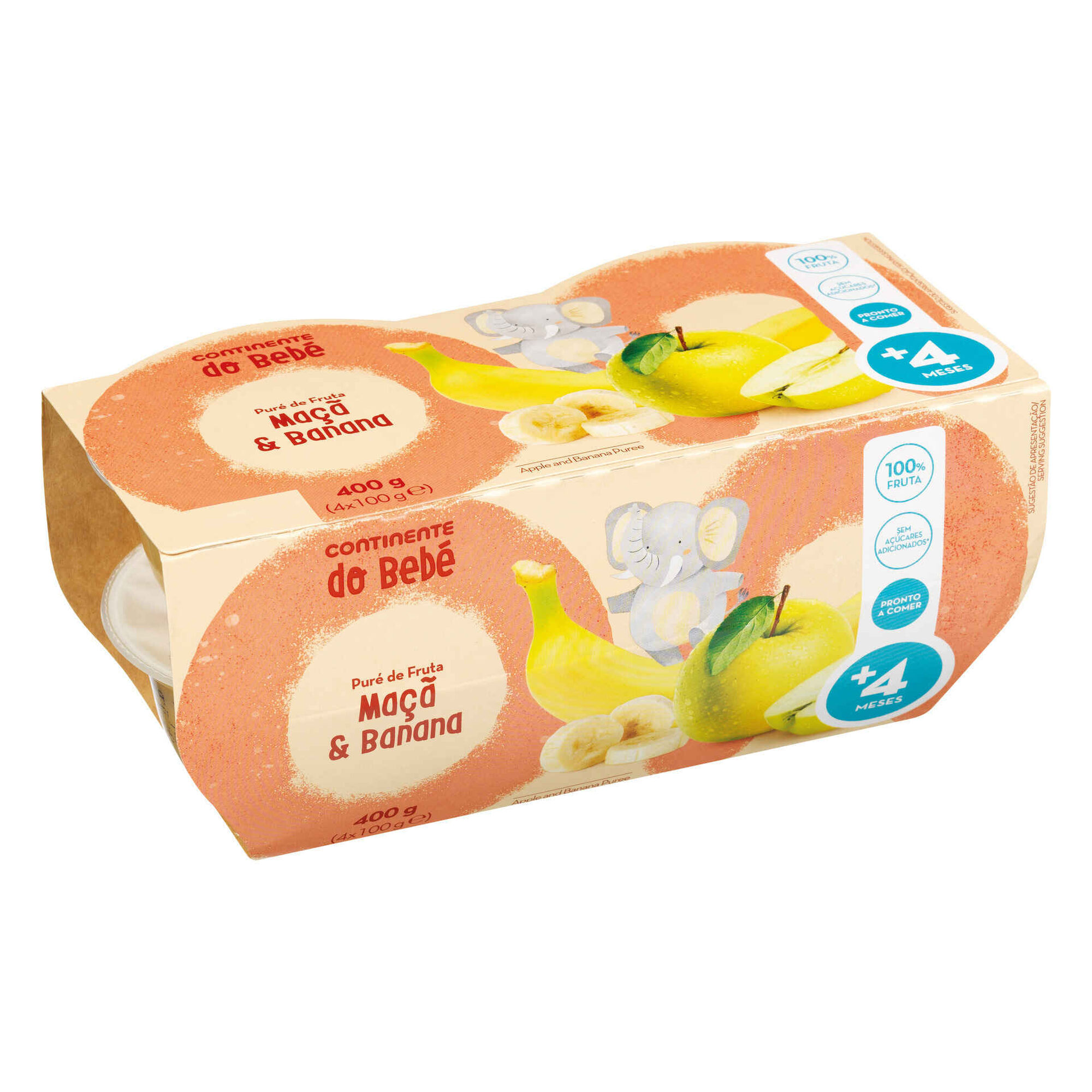 Puré de Fruta Maçã e Banana +4M