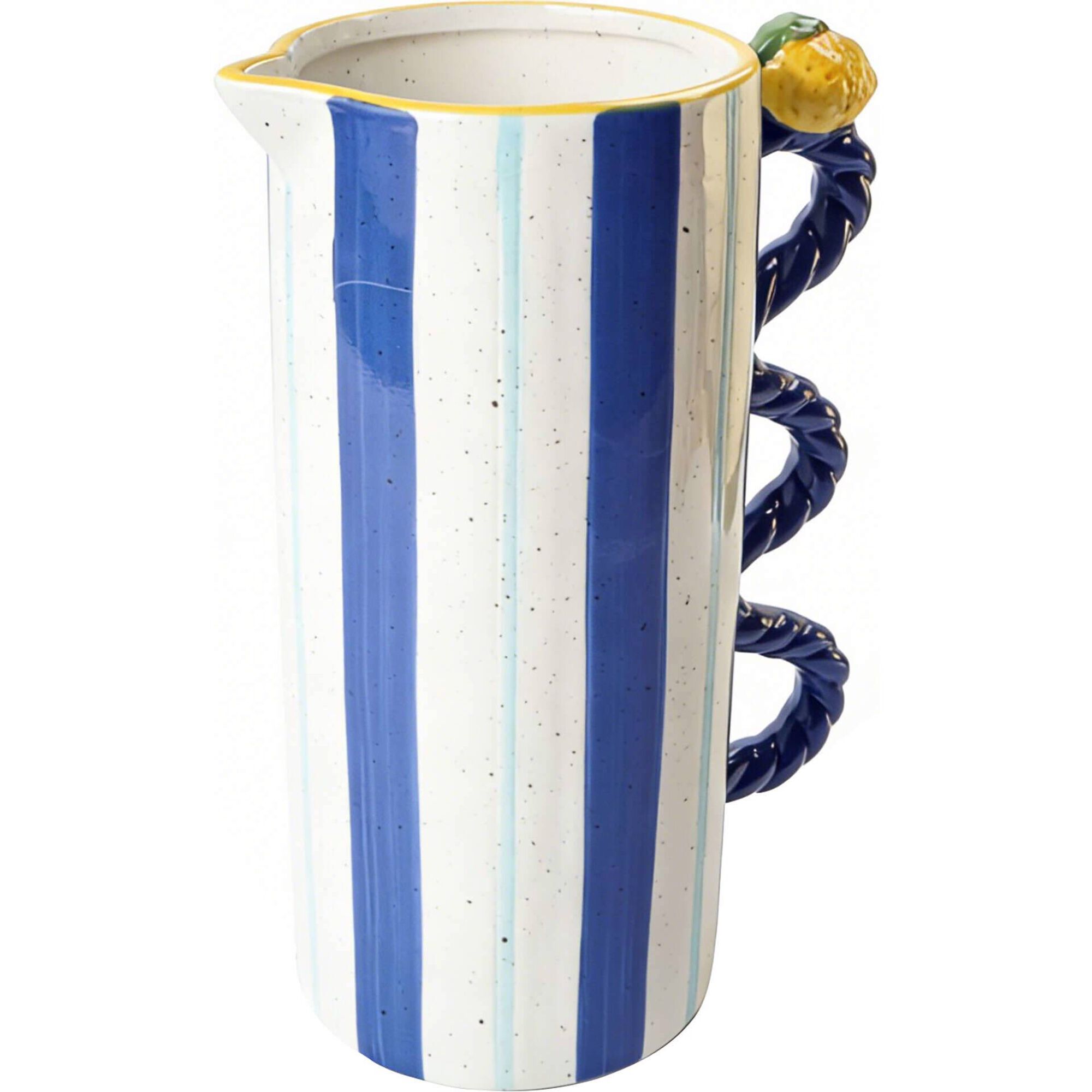 Jarra Riscas Azuis e Brancas Asa com Lim&atilde;o