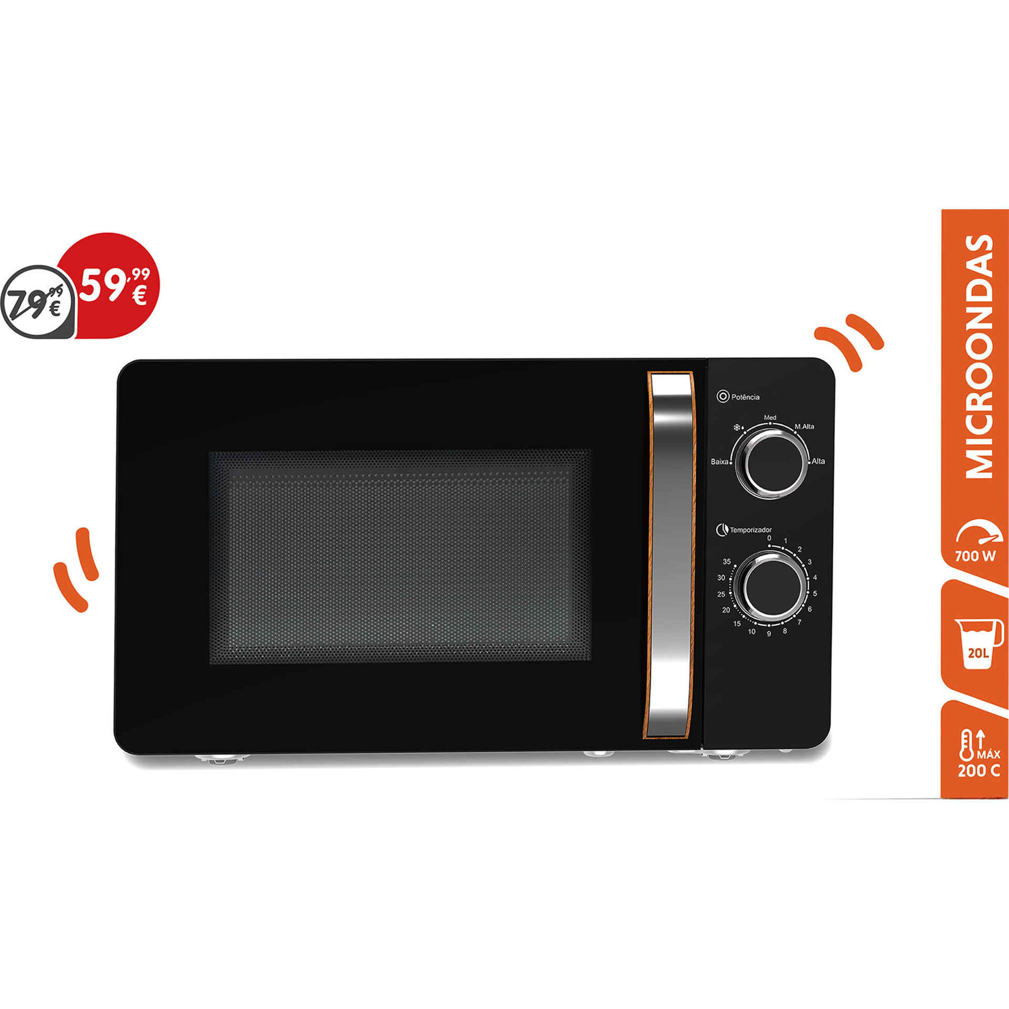 Microondas Preto 20L 700W Bazar&atilde;o