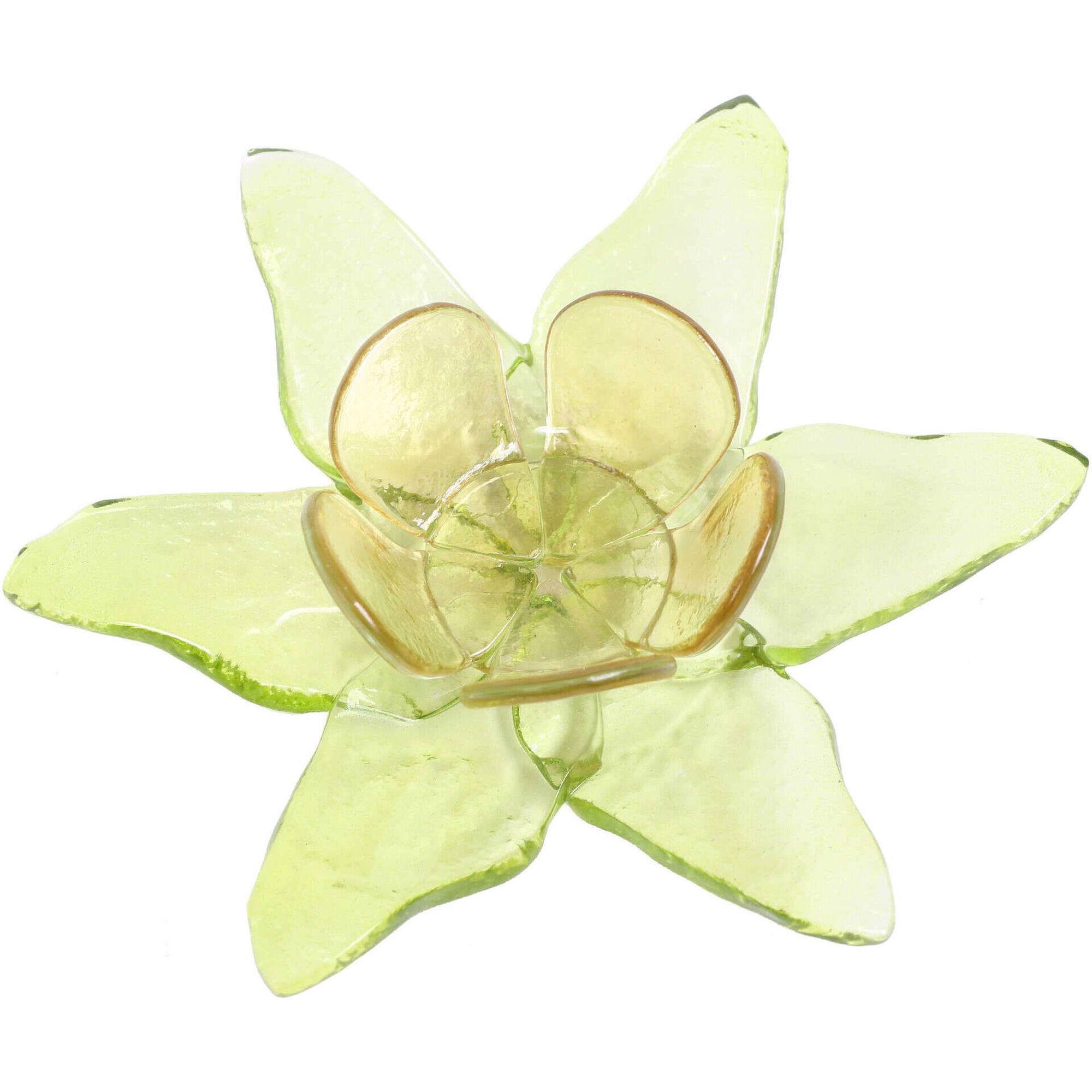 Suporte de Vela 15x14x4cm Flor Verde Kasa