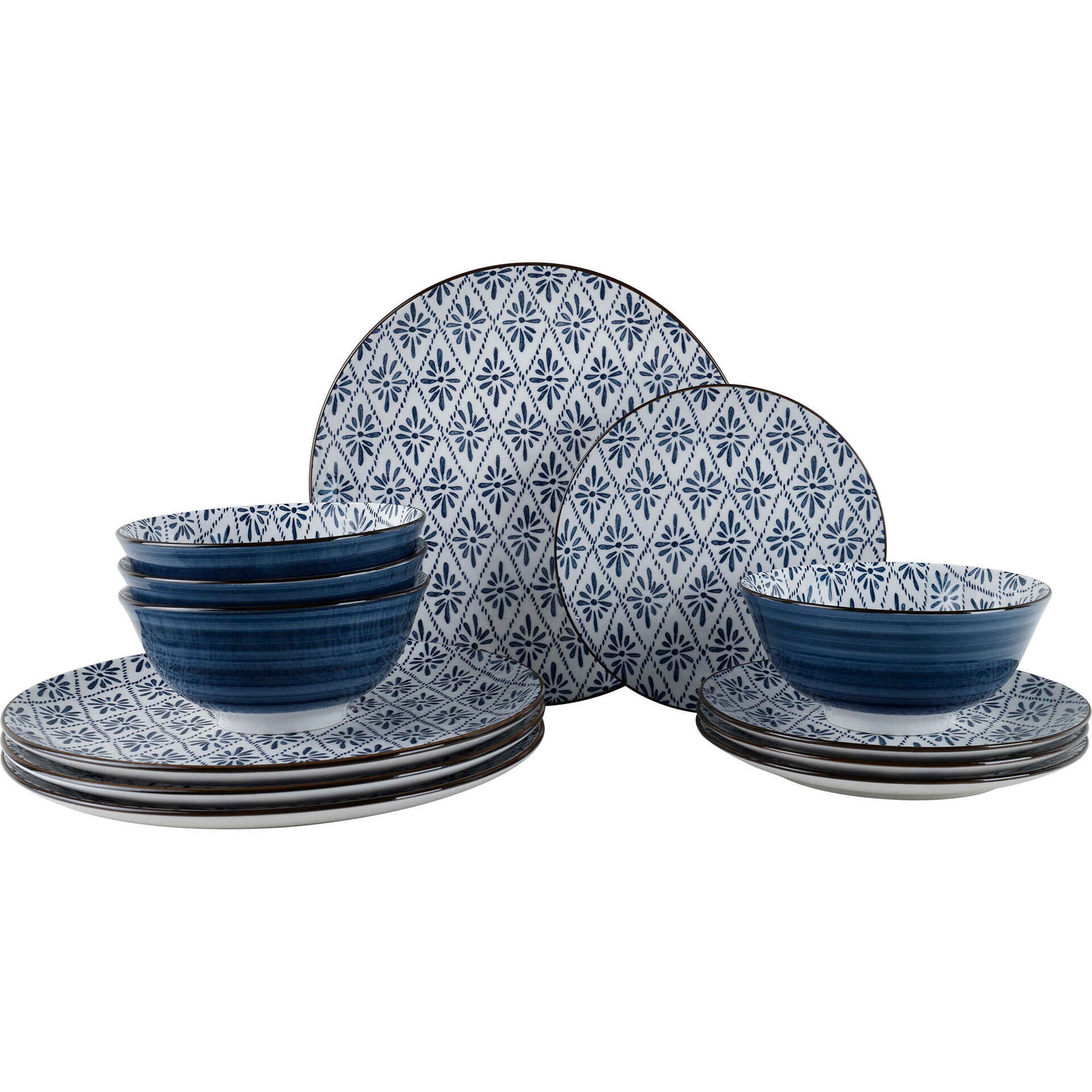 Servi&ccedil;o 4 Pessoas Porcelana Azul Kasa