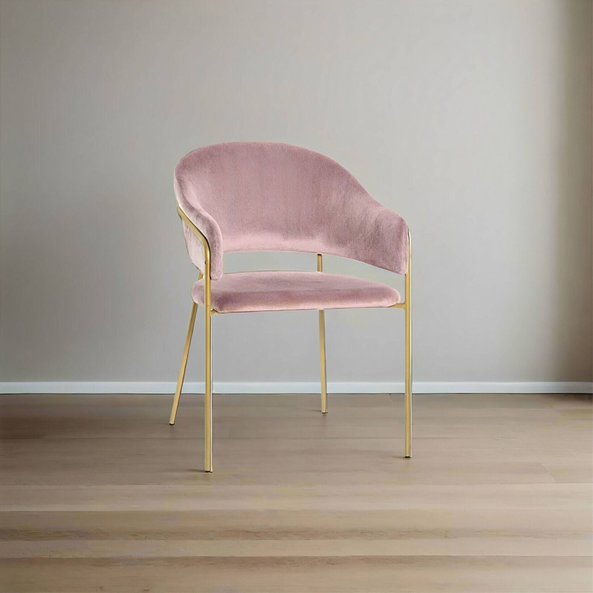 Cadeira Estofada com Bra&ccedil;os Rosa Torino Kasa