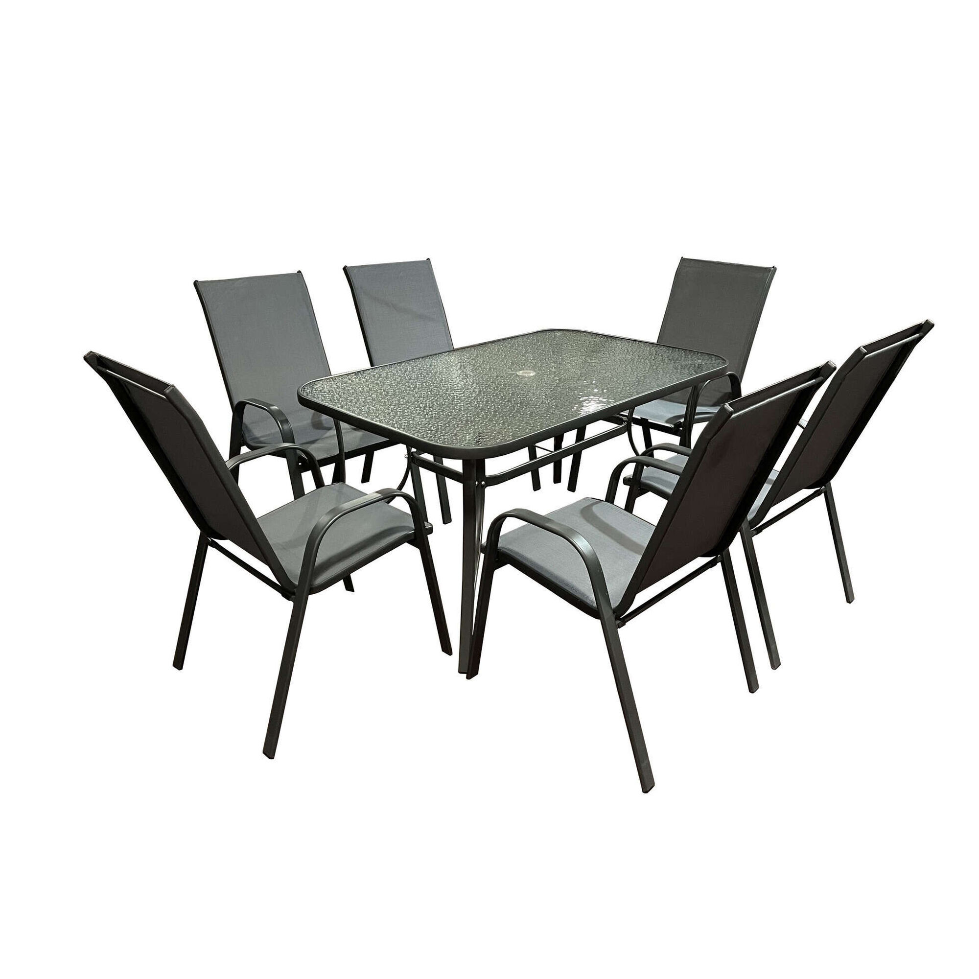Conjunto de Refeição Mesa e 6 Cadeiras Metal Texas III