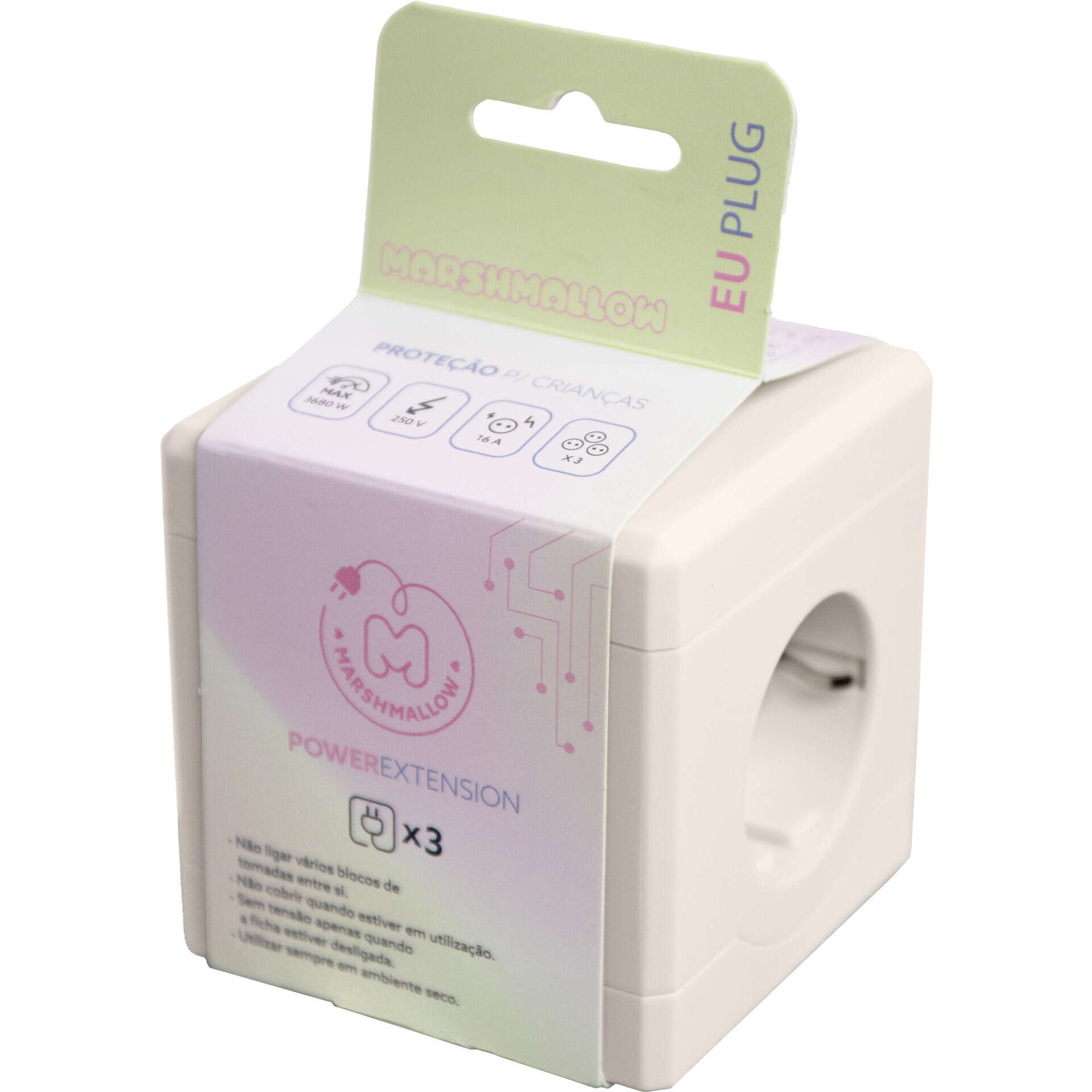 Extens&atilde;o Cubo 3 Tomadas 2USB Bege Marshmallow