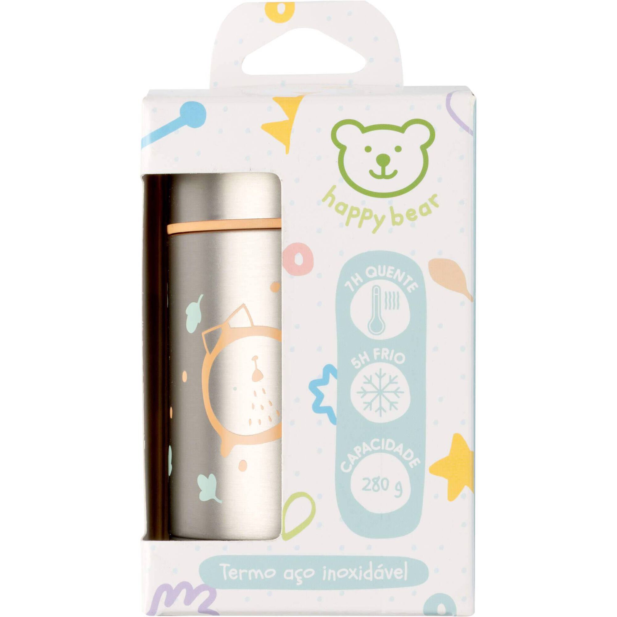 Termo A&ccedil;o Inoxid&aacute;vel 250ml Branco Happy Bear