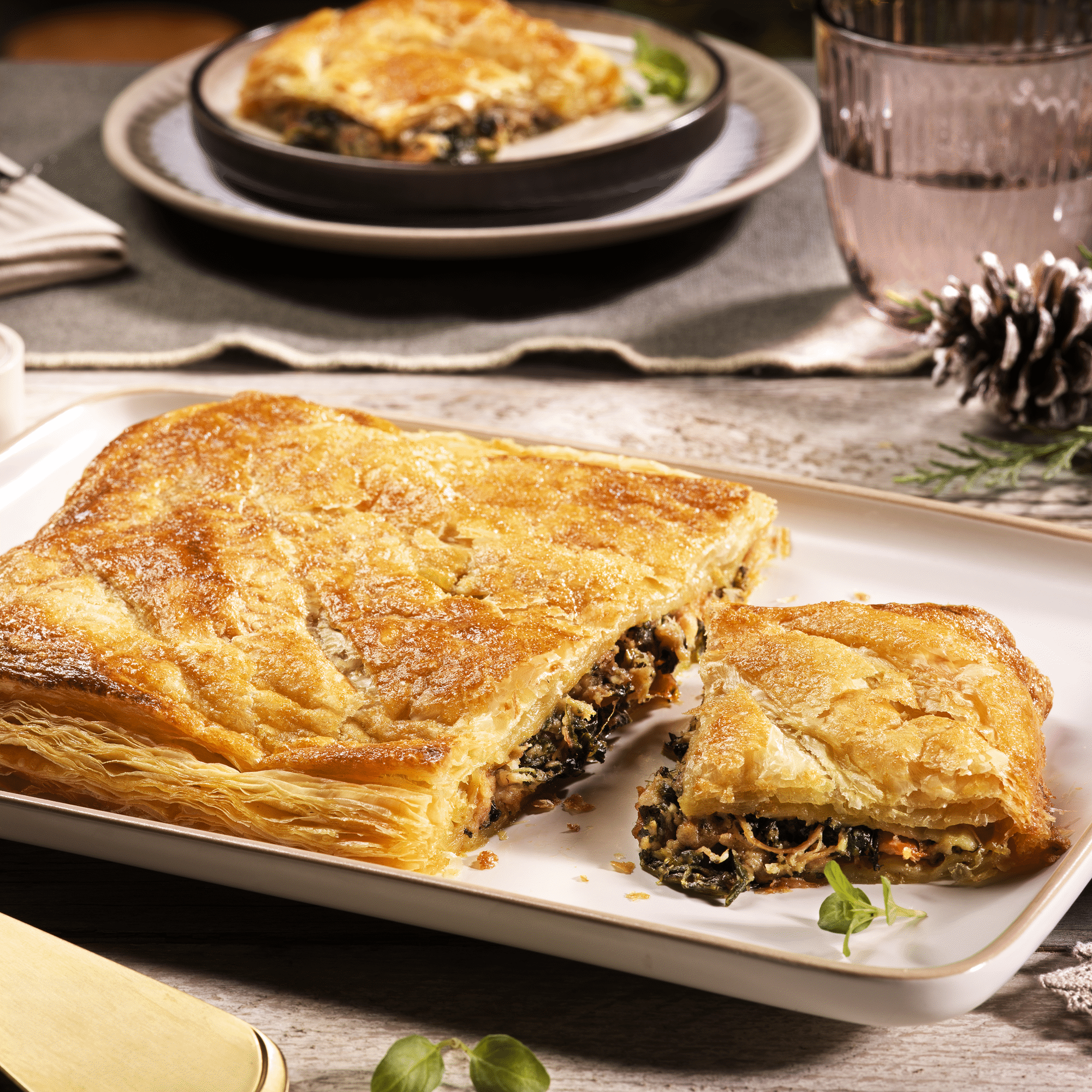 Empada Folhada de Alheira Transmontana e Espinafres (Entregas para o Natal)