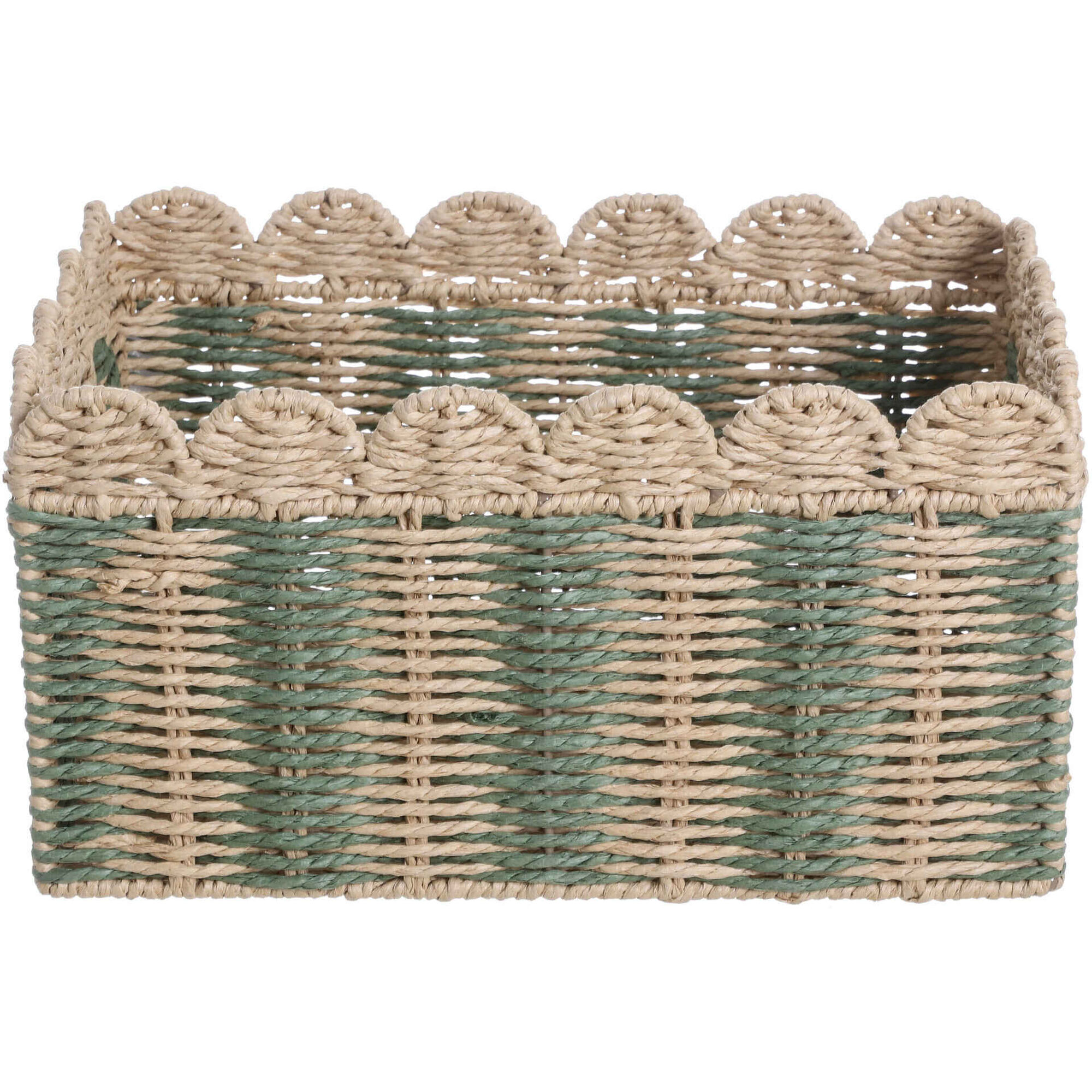 Cesto Recortado Riscas Verdes 30x17x16cm Kasa