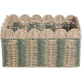 Cesto Recortado Riscas Verdes 30x17x16cm Kasa