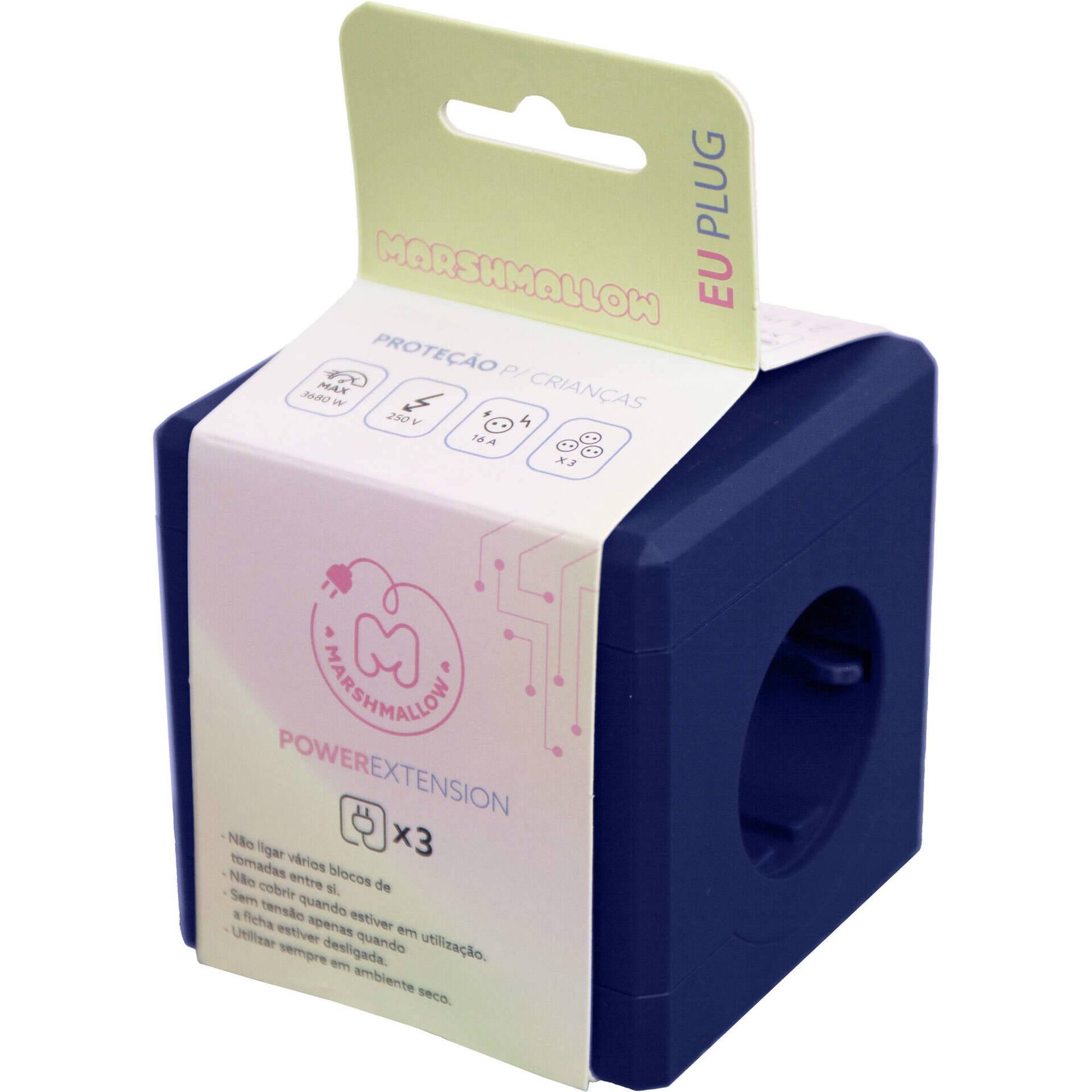 Extens&atilde;o Cubo 3 Tomadas 2USB Ganga Marshmallow