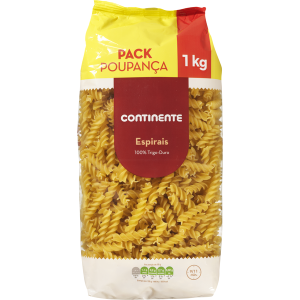 Massa Espirais Pack Poupança Continente