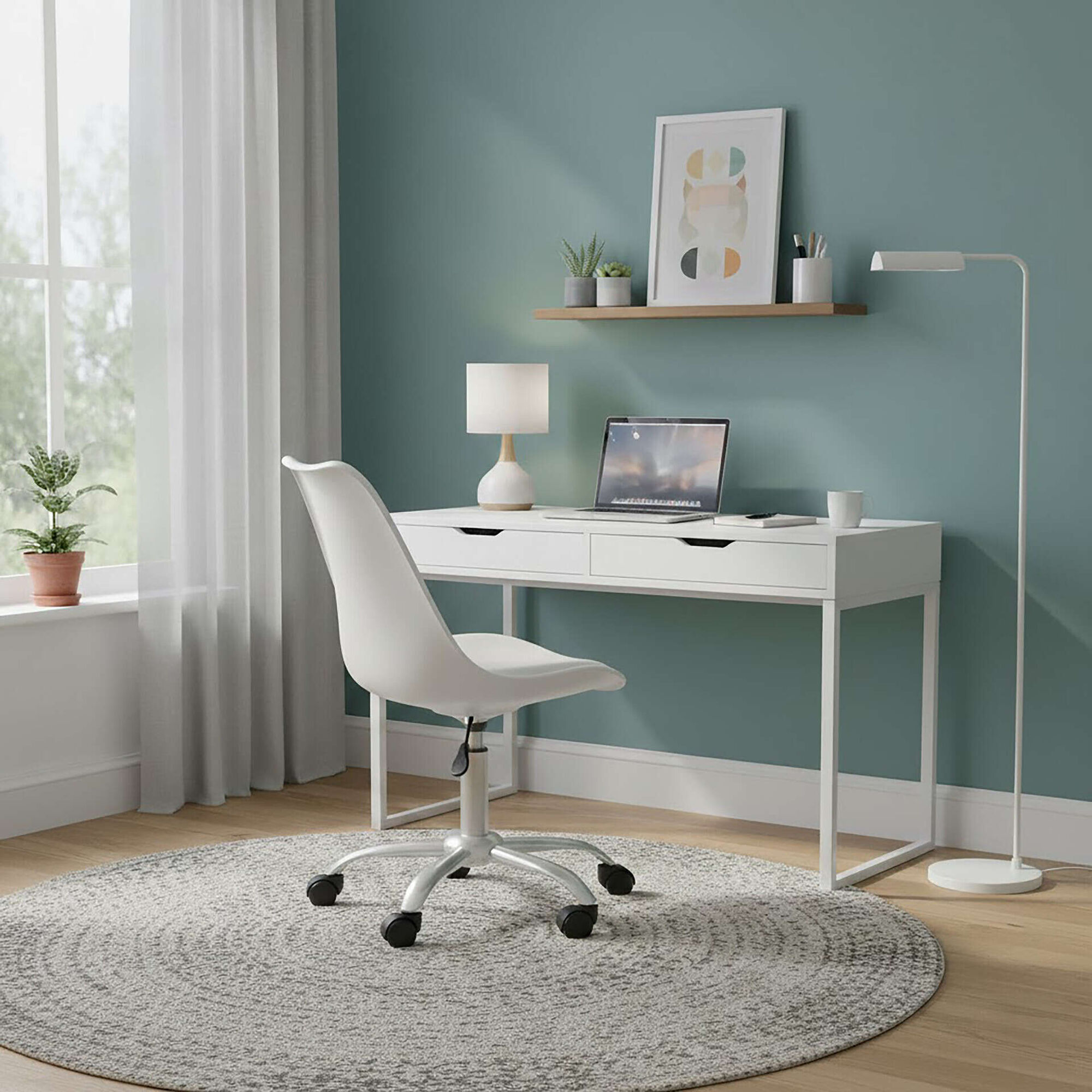 Cadeira de Escrit&oacute;rio Acolchoada Branca Echair Kasa