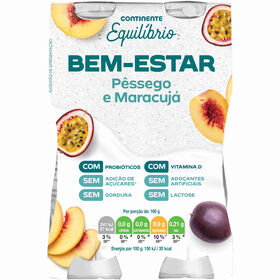 Iogurte L&iacute;quido Bem-Estar P&ecirc;ssego e Maracuj&aacute; sem Lactose Continente Equil&iacute;brio
