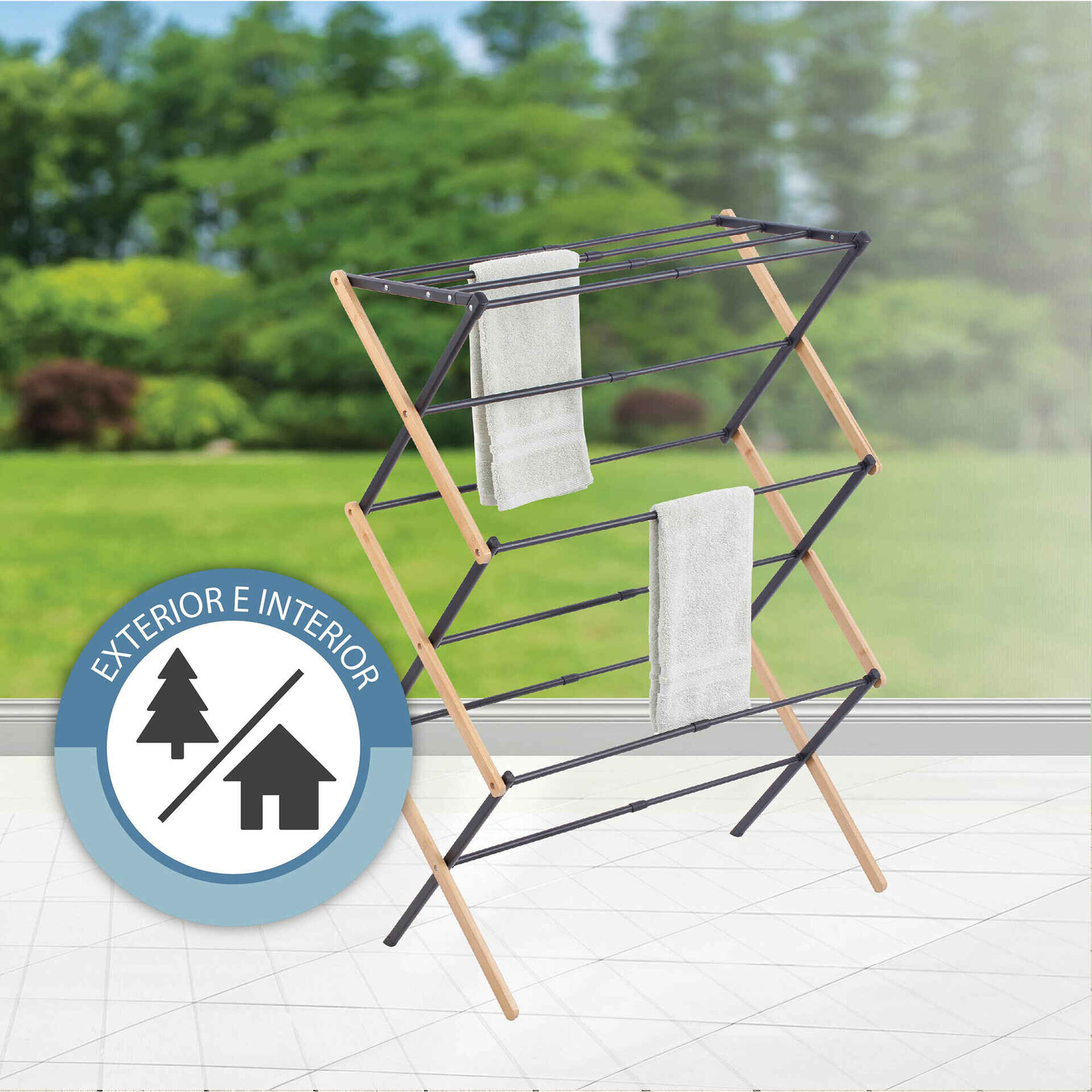 Estendal Extens&iacute;vel Ch&atilde;o Torre Bambu 8,5m Kasa