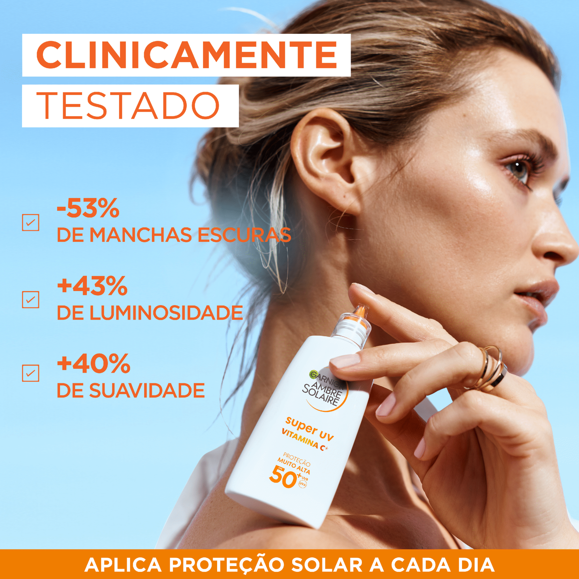 Protetor Solar Rosto Flu&iacute;do Anti-Manchas FPS 50+ Garnier Ambre Solaire