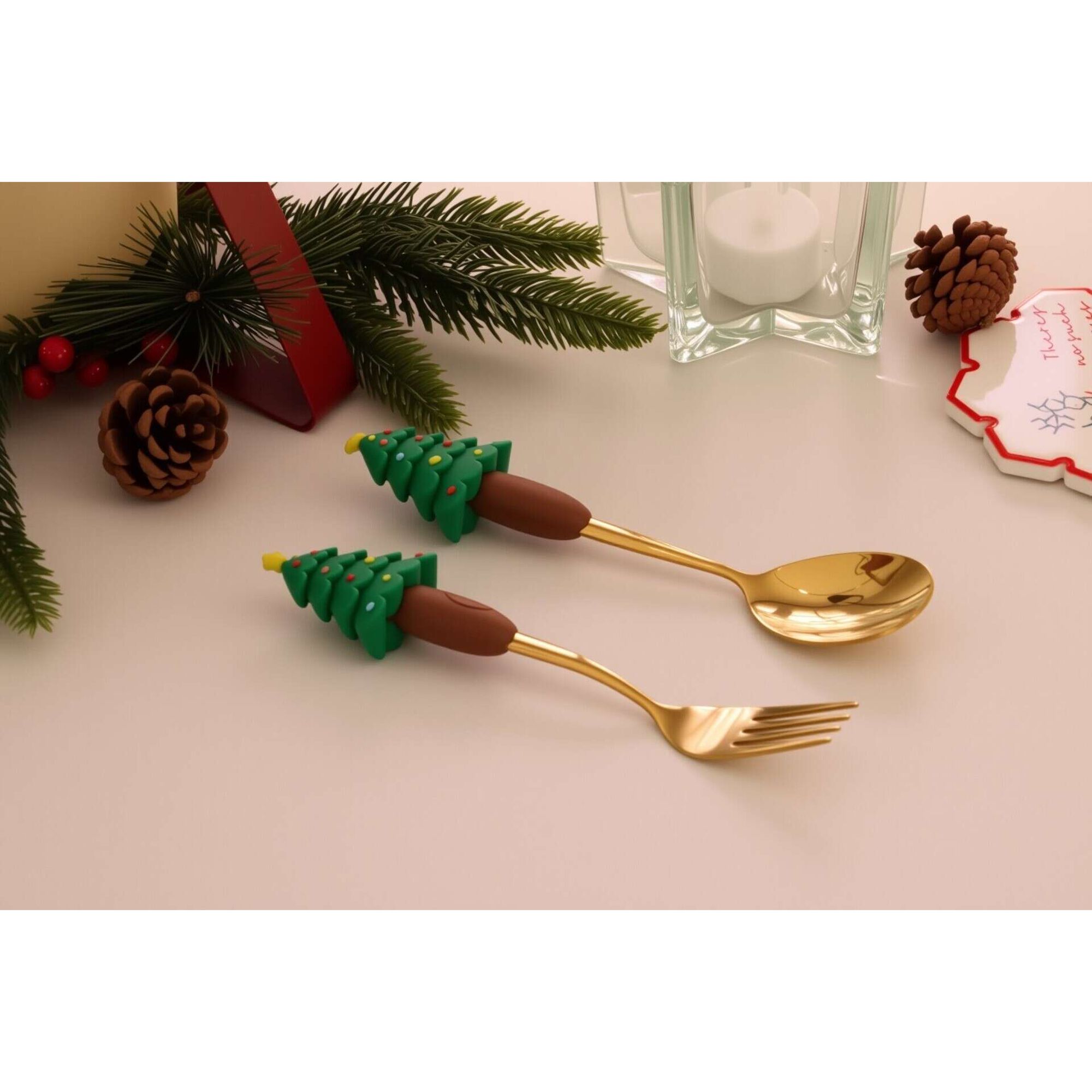 Conjunto 2 Talheres Árvore Natal