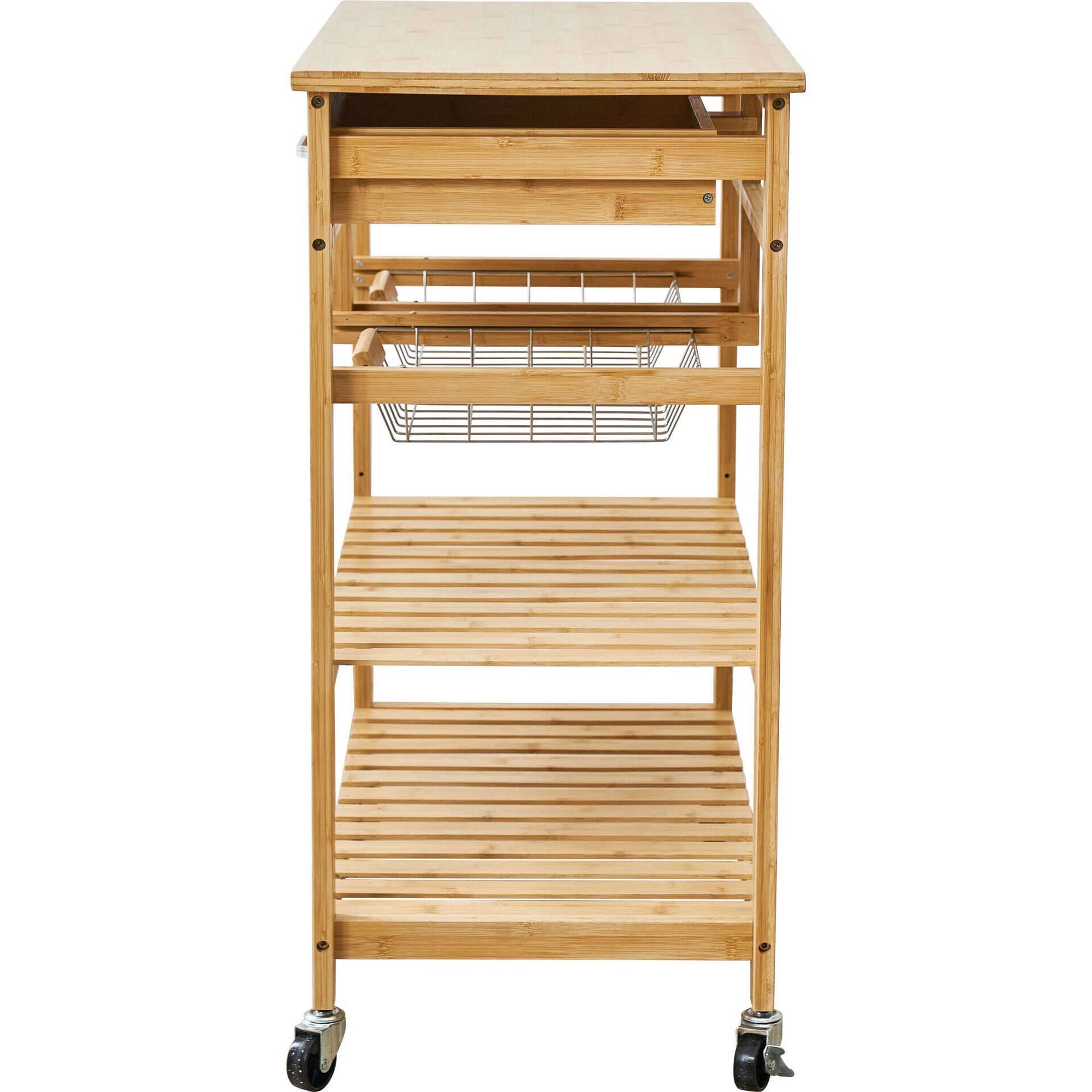 Carrinho de Apoio Cozinha Bambu