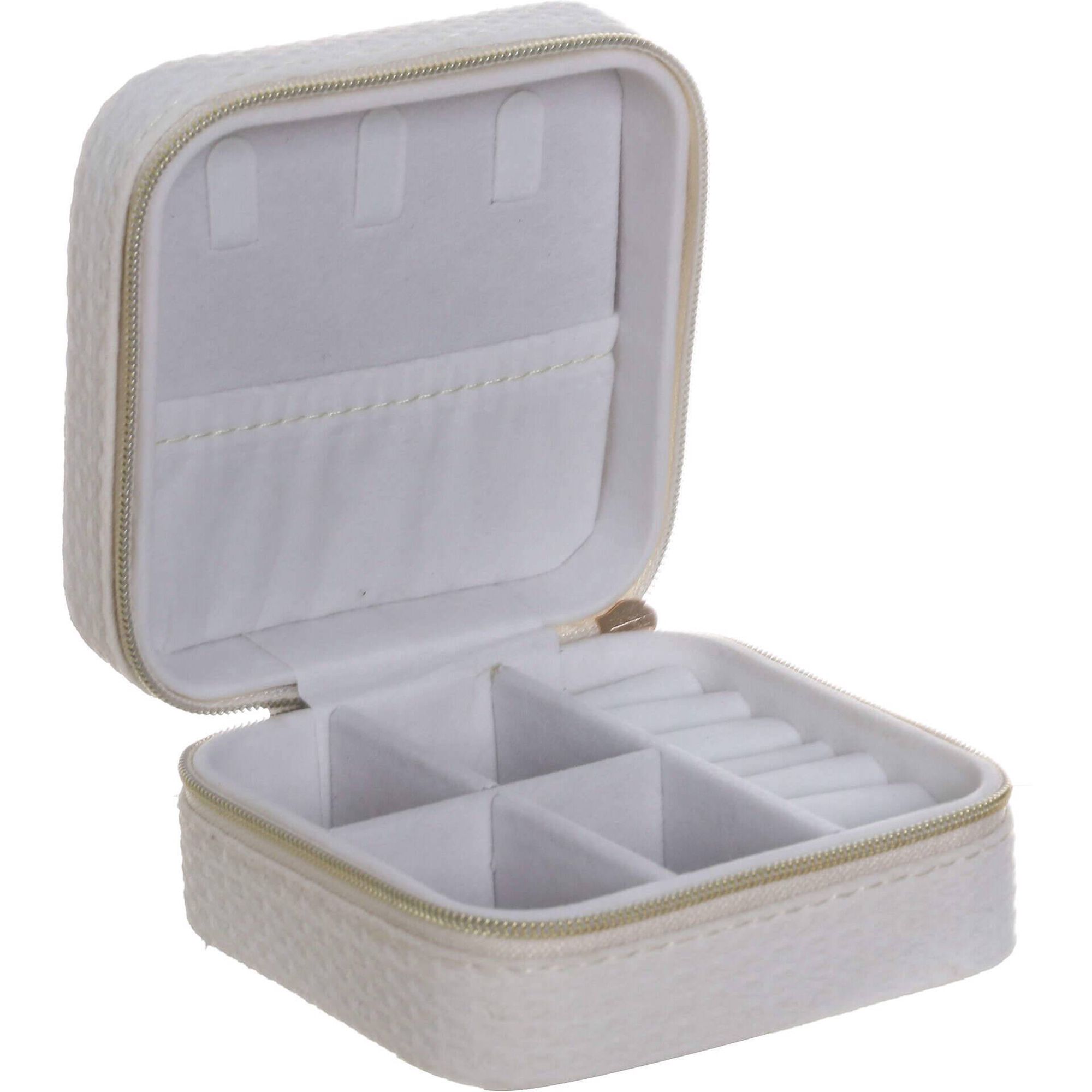 Porta J&oacute;ias Caixa Tecido Branco Kasa