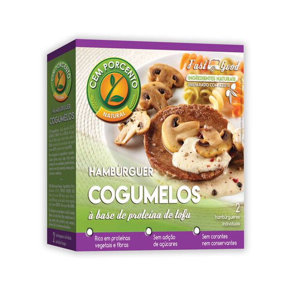 Hambúrguer de Tofu e Cogumelos Cem Porcento