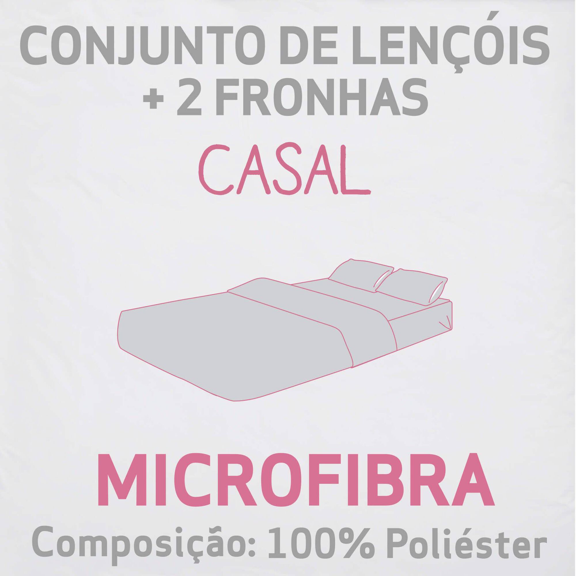 Conjunto Len&ccedil;&oacute;is Microfibra Cinza Kasa