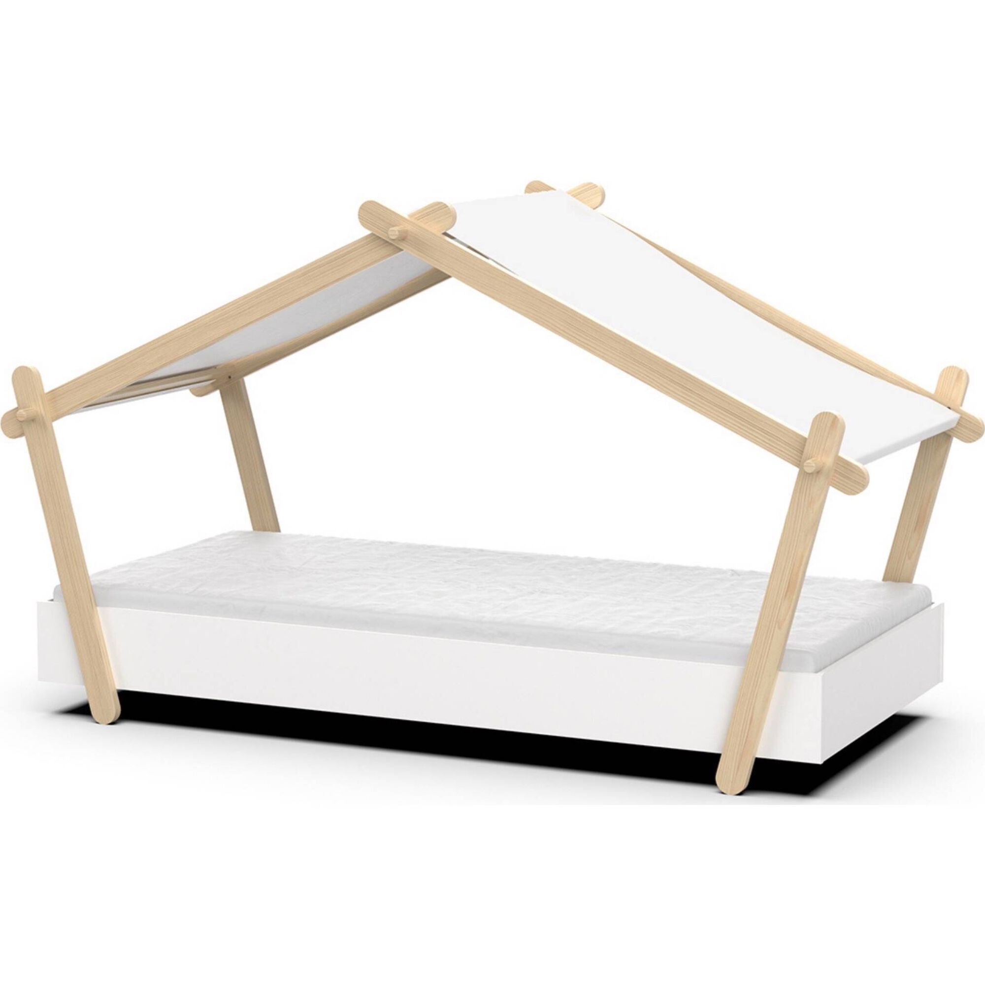 Cama Tenda 223,2x105,5x129,7cm Natural e Branco Lodge
