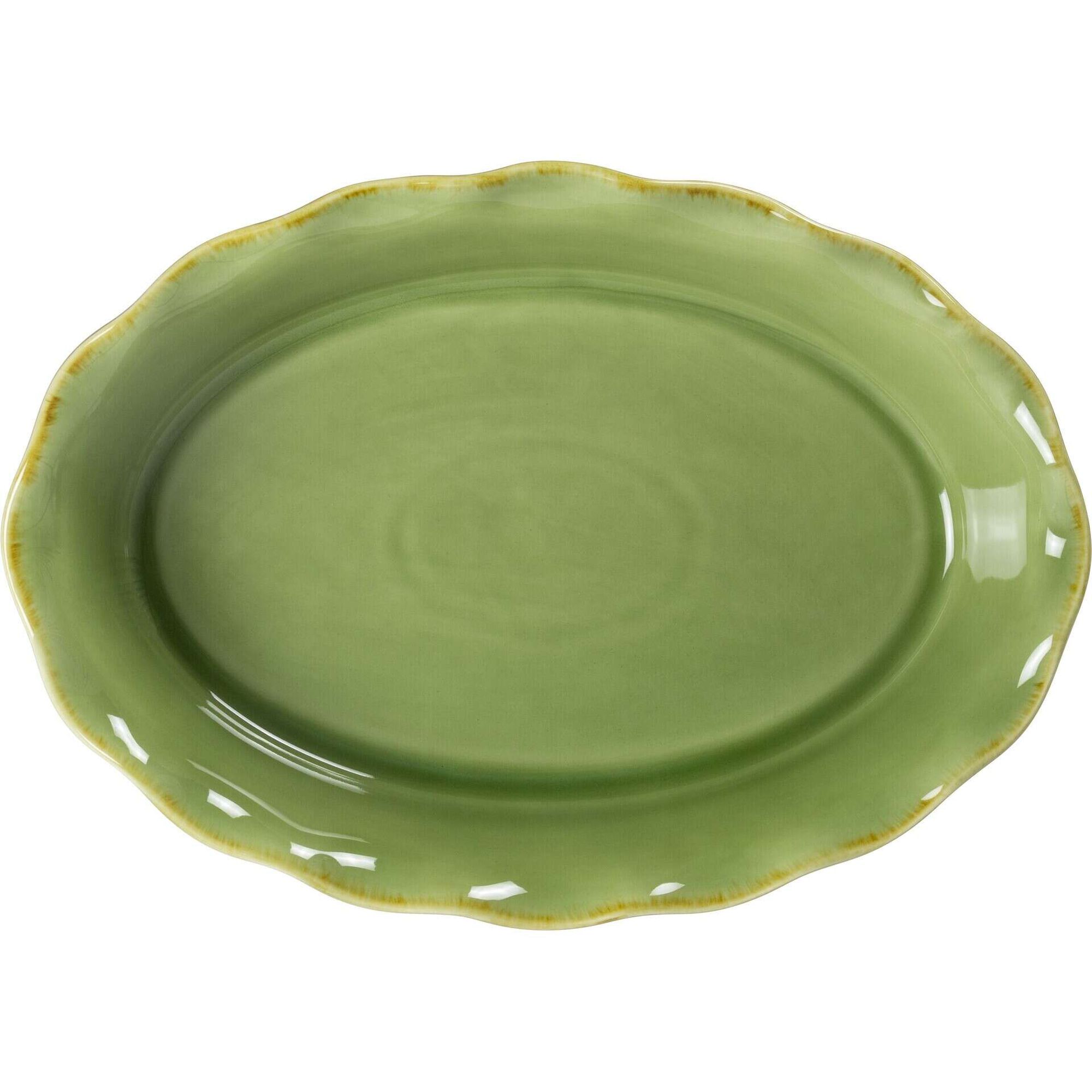 Assadeira Oval Folhas Verde Claro Kasa