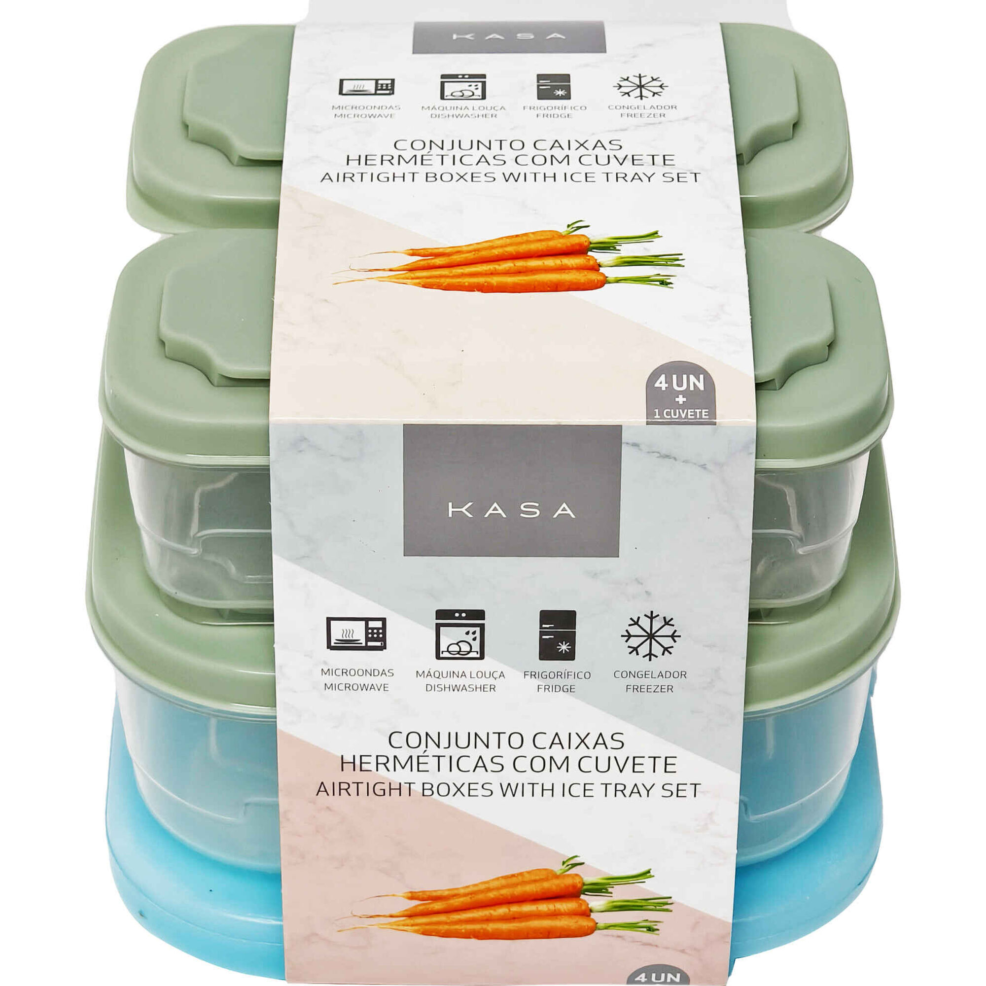 Conjunto 4 Caixas Herm&eacute;ticas com Cuvete Verde Kasa