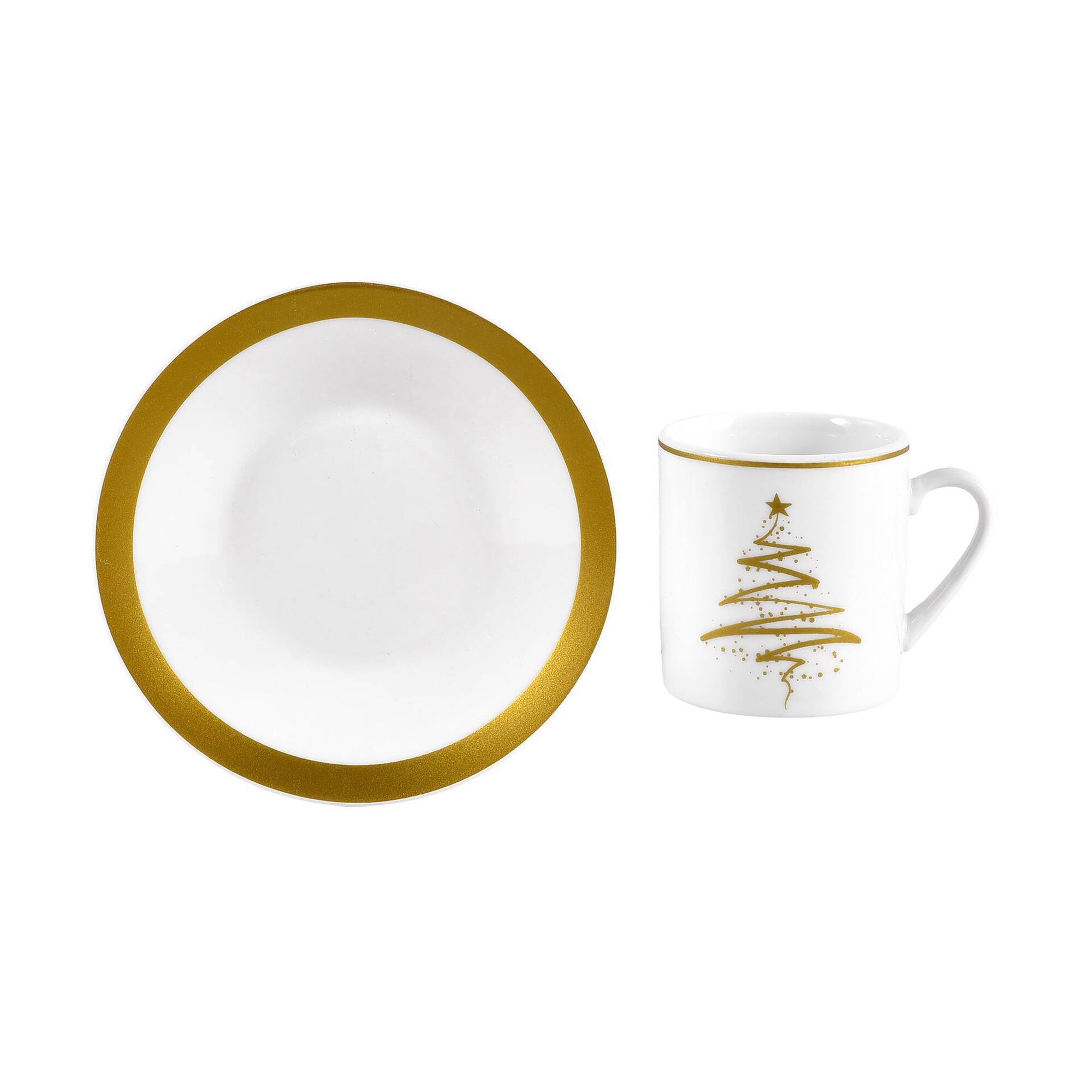 Conjunto 4 Chávenas Café 80ml Tree Dourado