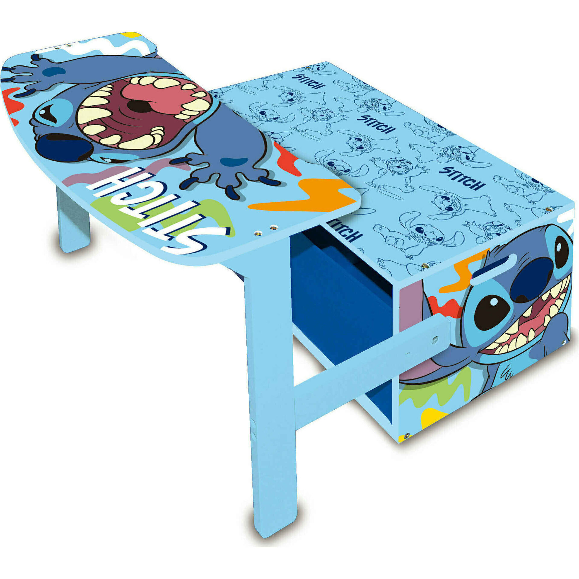 Banco, Mesa e Baú Madeira - 3 em 1 Stitch